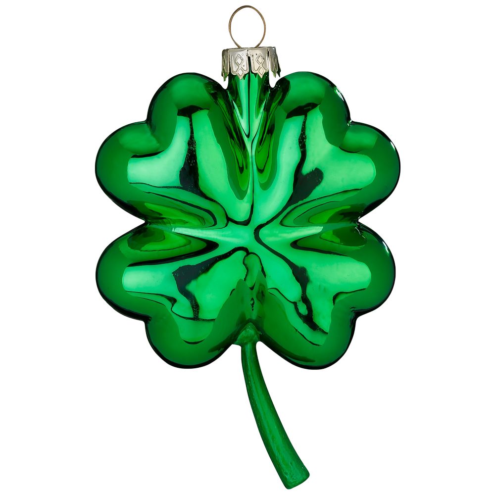 Holly & Jolly Christbaumschmuck Kleeblatt Glücksbringer 11cm - Glasornament (1-tlg), formgeblasen, handbemalt
