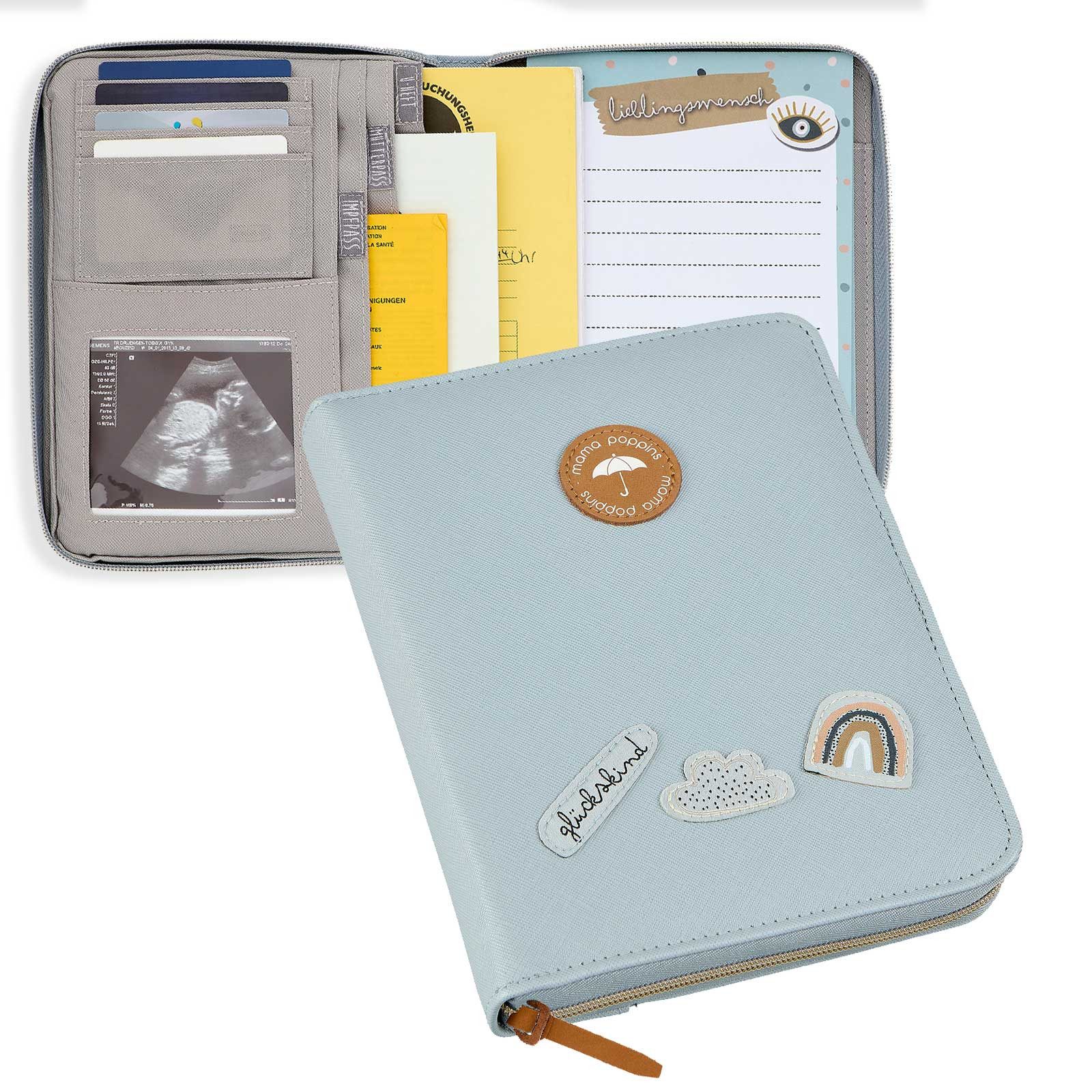 Mama Poppins Germany Mutterpass-Hülle Mutterpasshülle, U-Heft und Impfpass Tasche/Organizer, inkl. Notizbuch