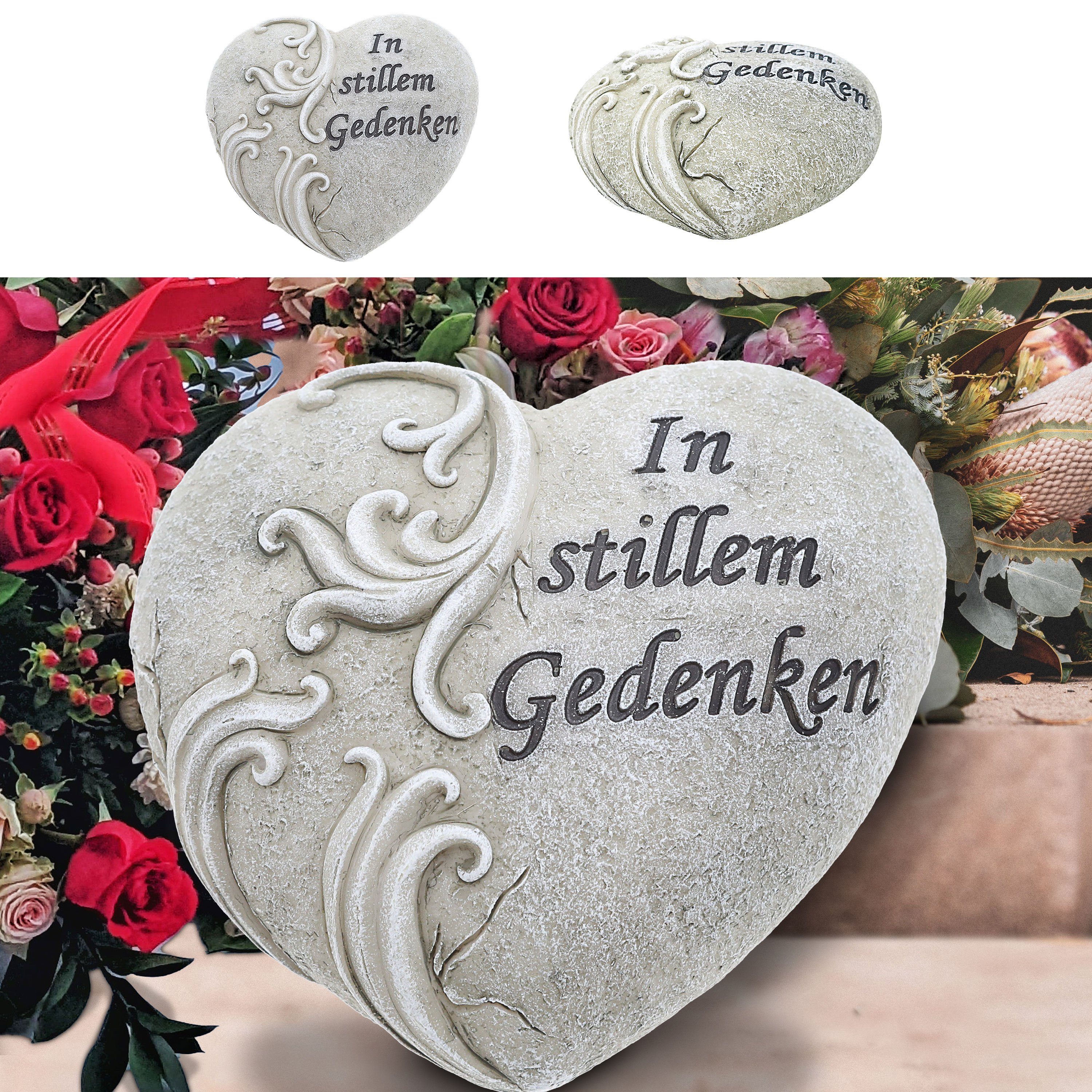 CEPEWA Dekosteine Grabdeko Herz Aufdruck 11cm günstig online kaufen