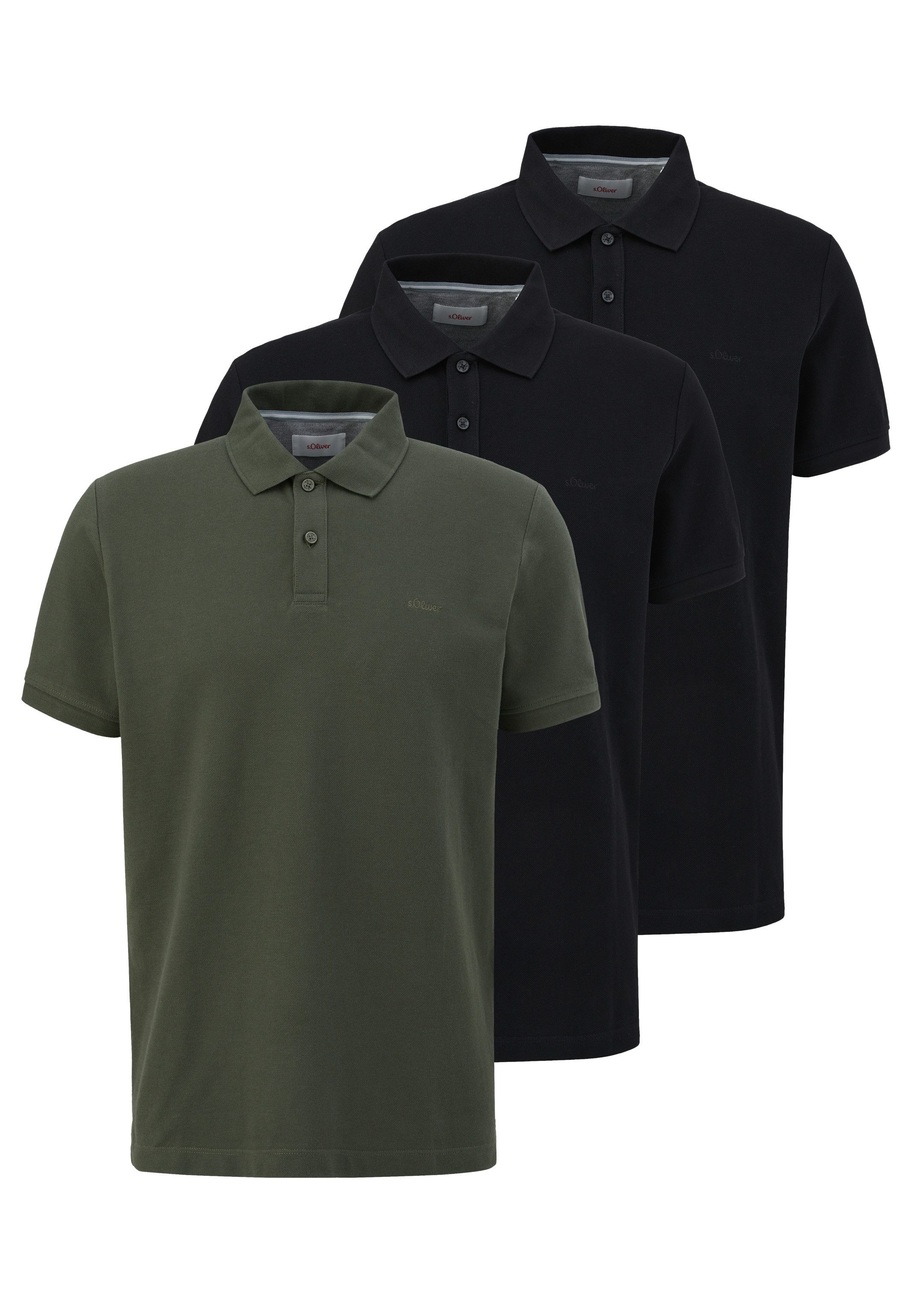 s.Oliver Poloshirt 3er Pack Basic (Spar-Set, 3-tlg) Poloshirt - Baumwolle - Atmungsaktiv - Piqué Qualität