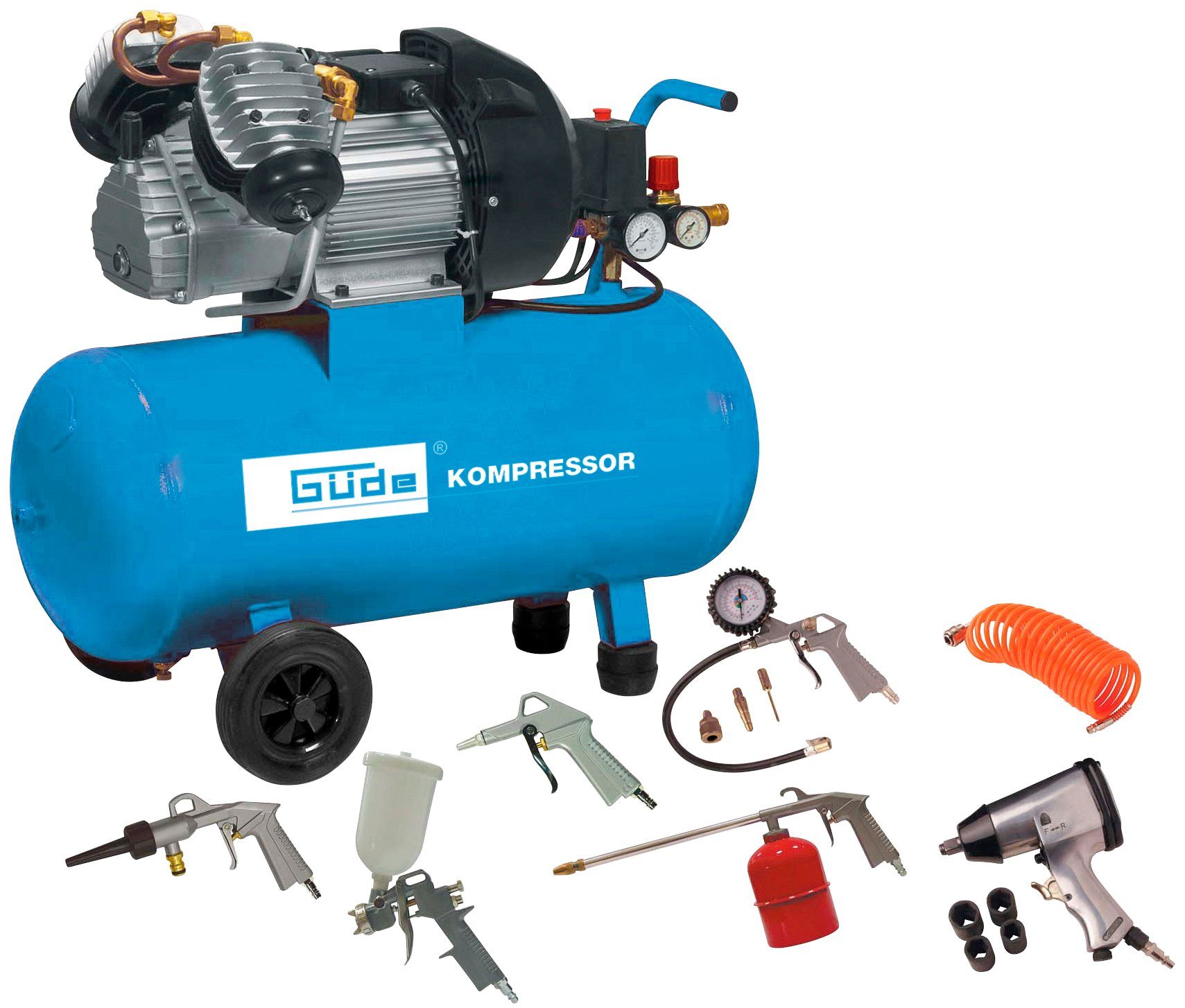 Güde Kompressor Set 400/10/50 DG, 2200 W, max. 10 bar, 50 l