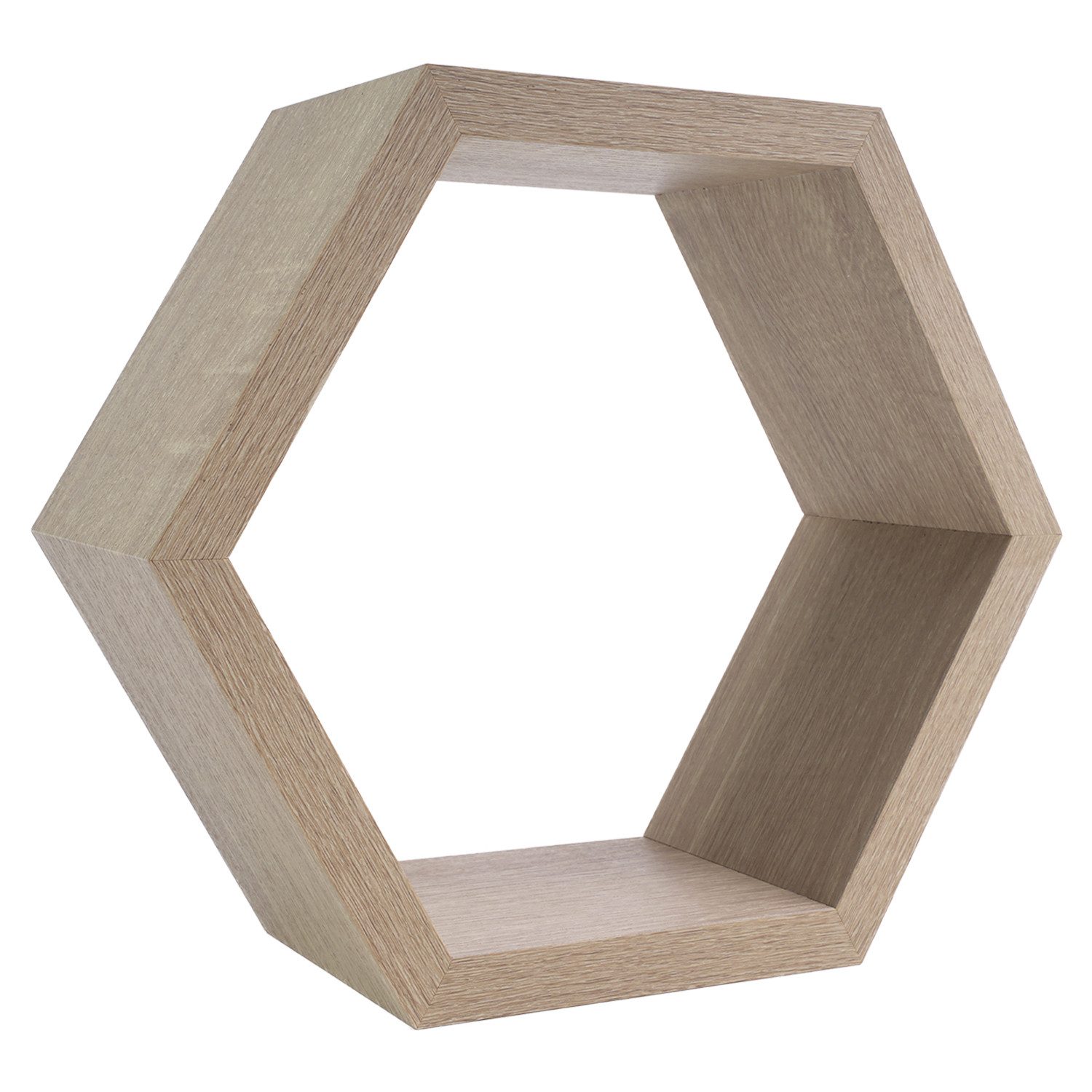 Domax Wandregal Wand‑Regal Sechseck Eiche dekoratives Wandboard in sechseck günstig online kaufen