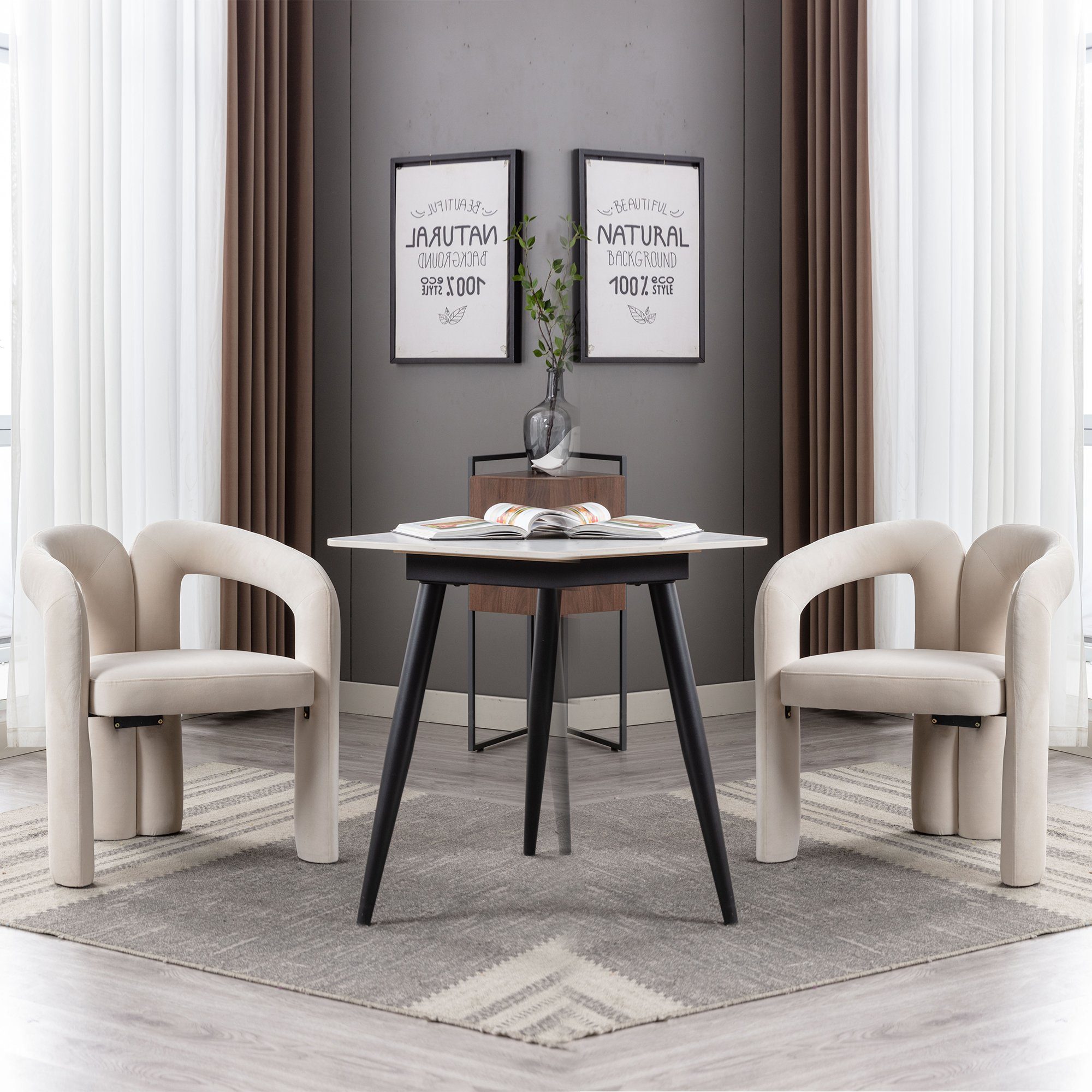 OKWISH Stuhl Polsterstuhl Küchenstuhl Loungesessel, Fass-Seitenstühle (2er günstig online kaufen