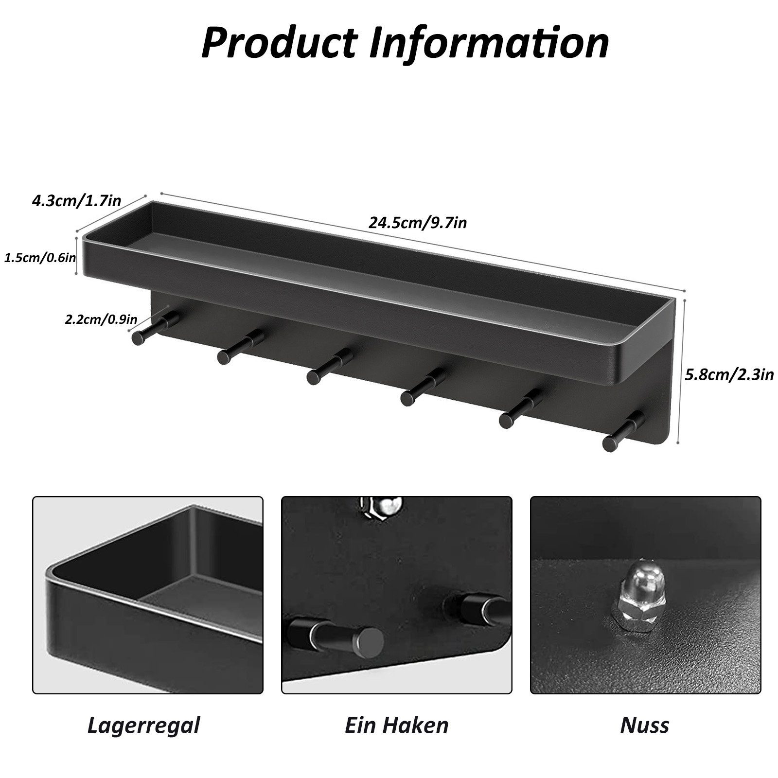 Ablage, Haken,selbstklebend 6 Schlüsselbrett & CALIYO Schlüsselbrett,Hakenleiste Aufbewahrung mit Schlüsselleiste Schlüsselhalter, als