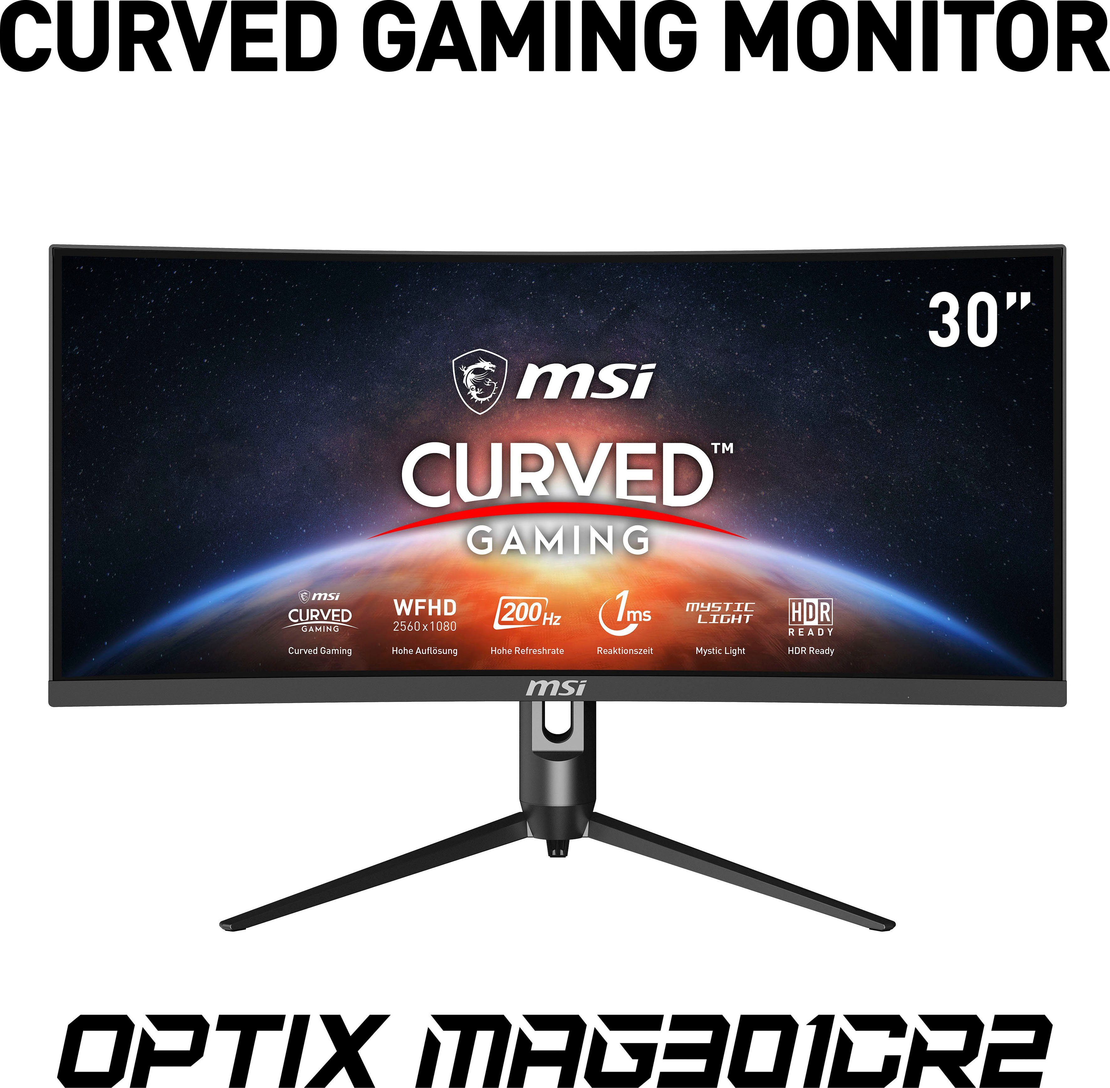 MSI Optix MAG301CR2 Curved-Gaming-LED-Monitor (76 Hz, cm/30 höhenverstellbar, 3 Herstellergarantie) Reaktionszeit, ", 2560 1080 px, Jahre ms WFHD, 200 x LED, VA 1