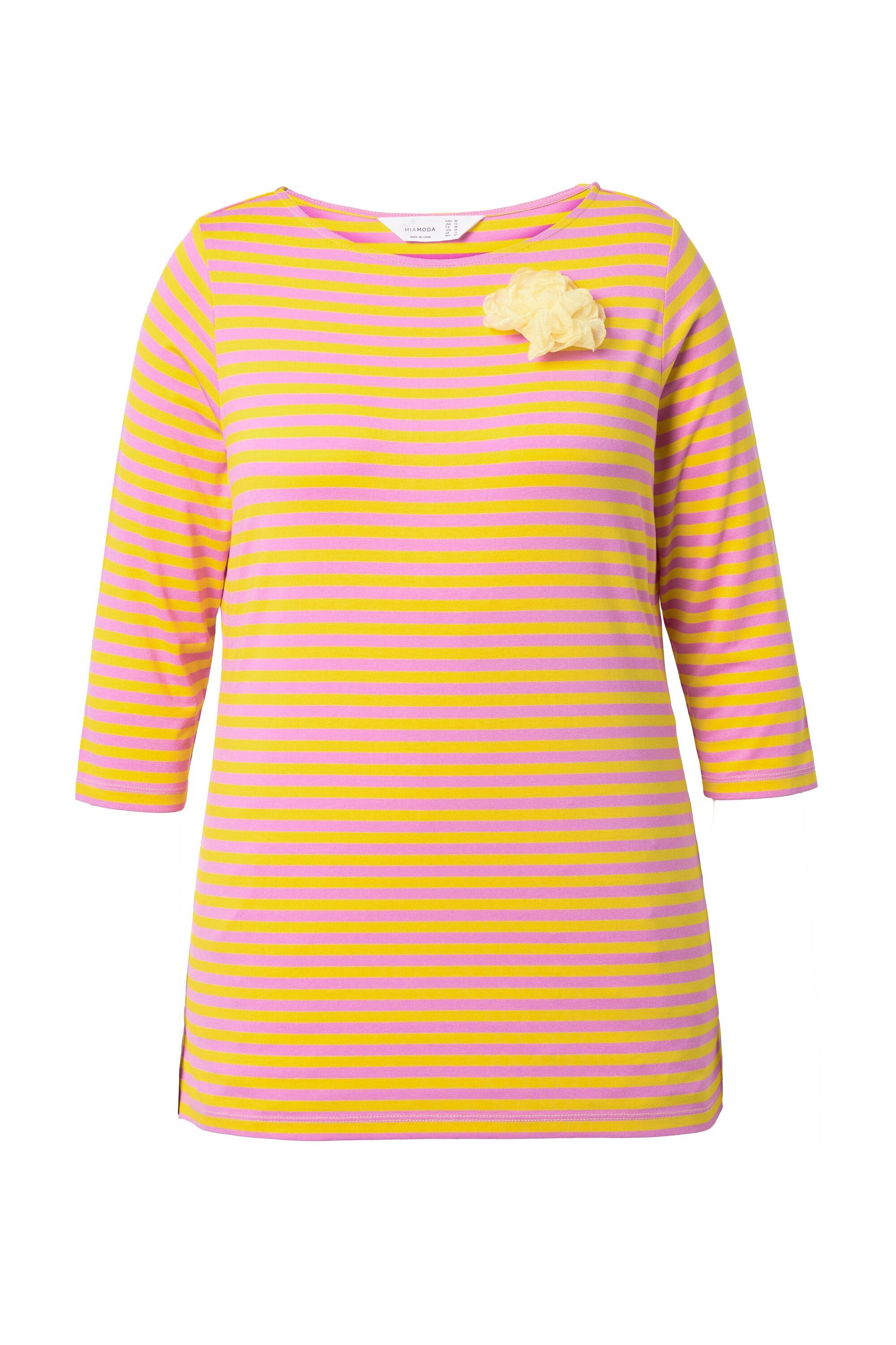 MIAMODA T-Shirt Ringelshirt A-Linie abnehmbare Blüten-Brosche günstig online kaufen