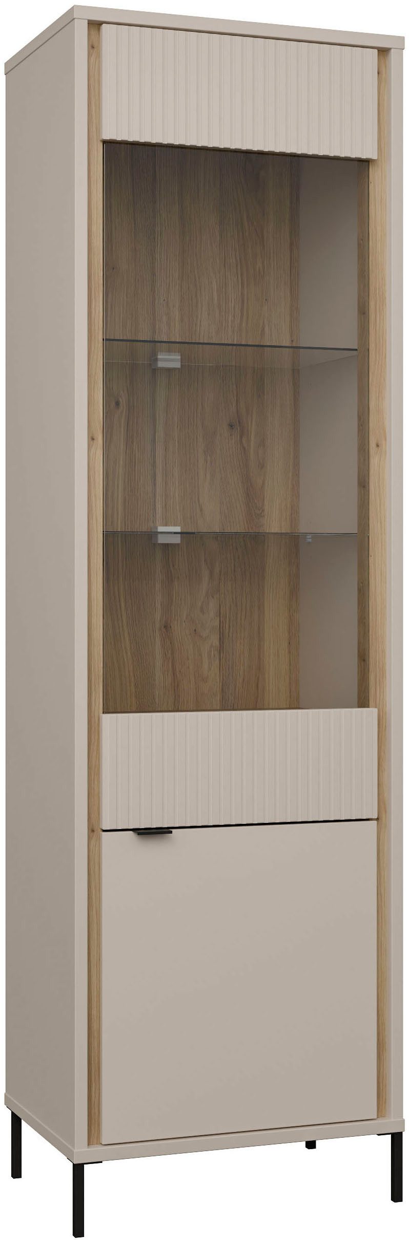FORTE Vitrine Forte Seravel Vitrine, 2-türig, Höhe 192,2 cm Lamellen B/H/T 59,4/199,2/41,5 cm, Glastüre, optionale Beleuchtung