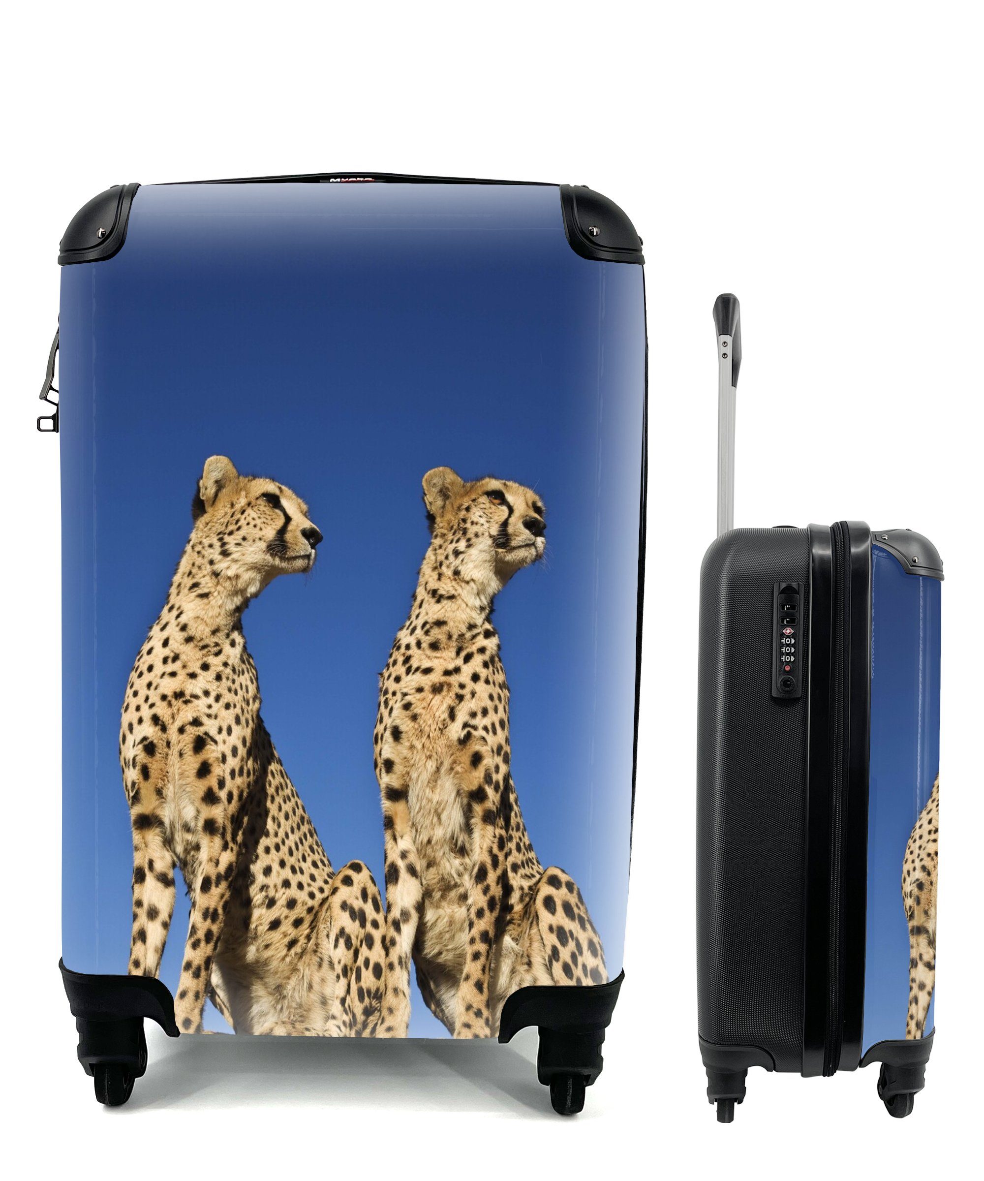 MuchoWow Handgepäckkoffer Wilde Geparden, 4 Rollen, Reisetasche mit rollen, Handgepäck für Ferien, Trolley, Reisekoffer