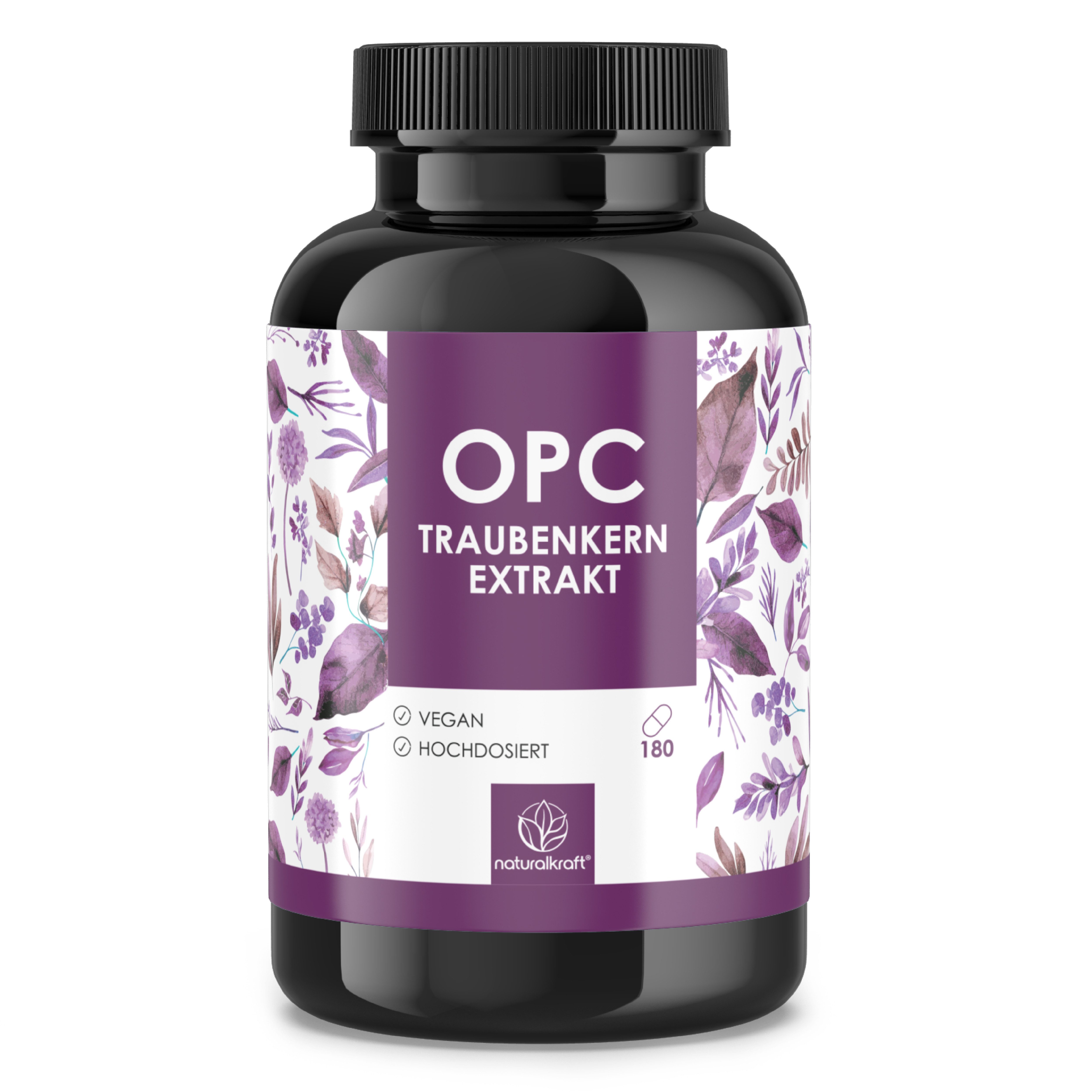 Naturalkraft OPC Traubenkernextrakt 1250 mg – 180 vegane Kapseln, hochdosiert Kapseln, 133 g