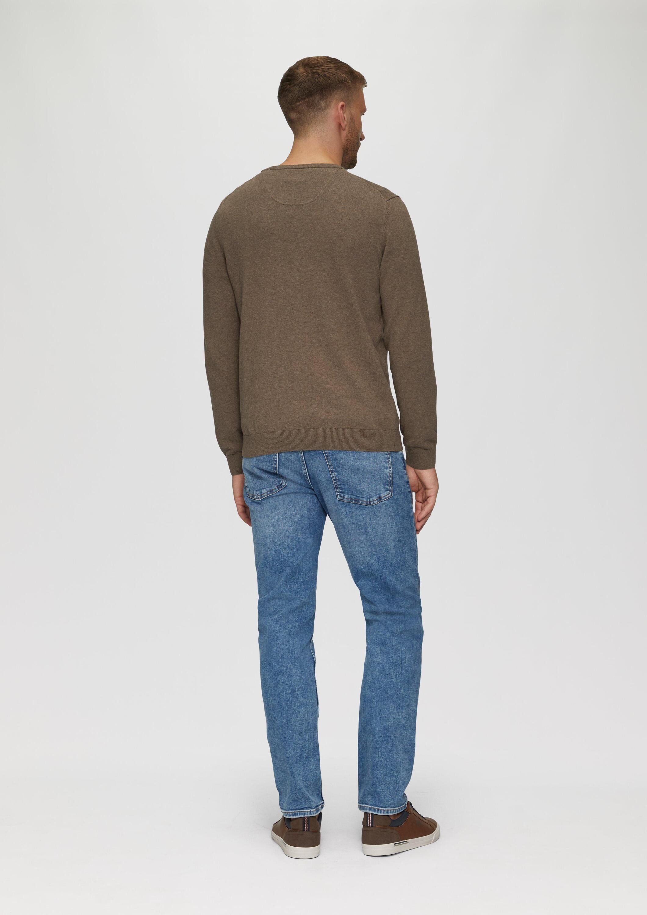 s.Oliver Longpullover Strickpullover Baumwollpullover mit Logo-Stickerei