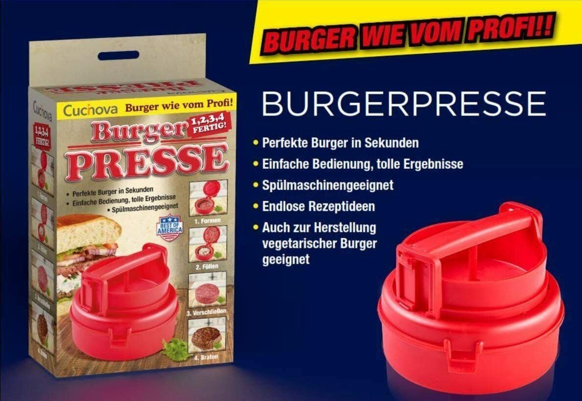 HSP Hanse Shopping GmbH Burgerpresse für perfekte Burger Ø 12 cm, rot (1 St) | Burgerpressen