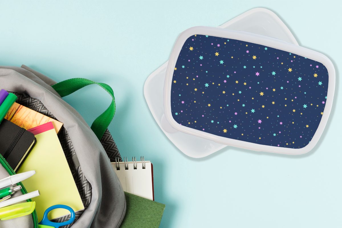 (2-tlg), Kinder Jungs MuchoWow und Sternenhimmel Sterne und Lunchbox Mädchen - Design, für Erwachsene, weiß - Brotbox Brotdose, Kunststoff, für