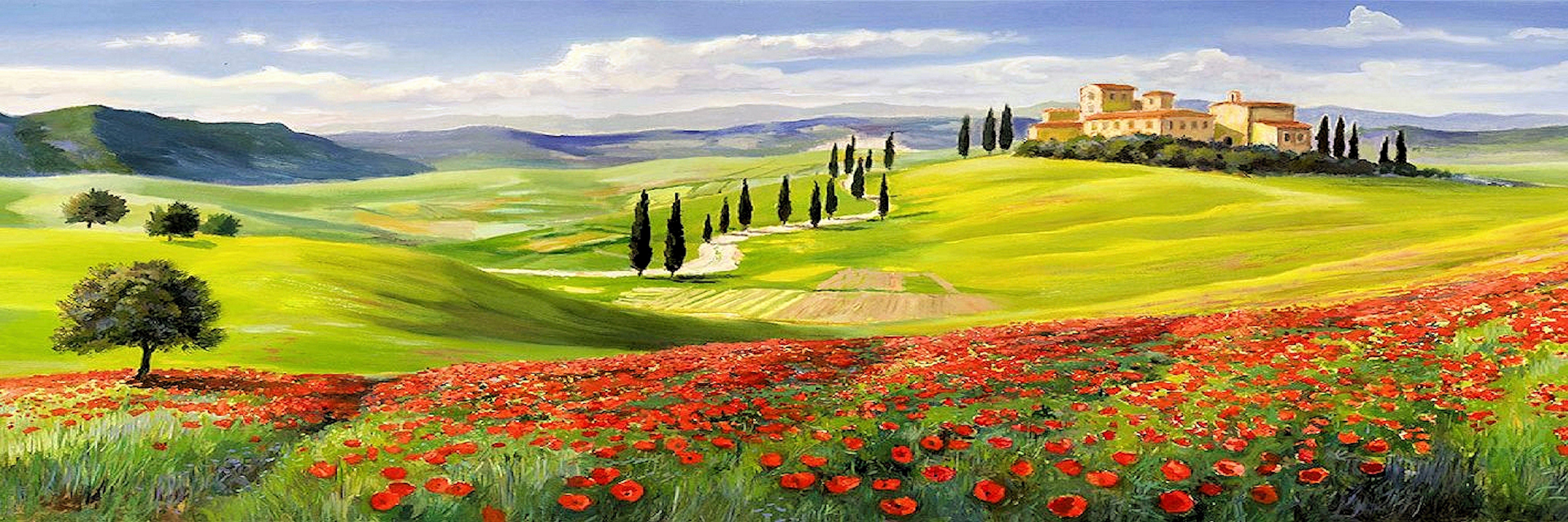 Home affaire Kunstdruck »A.GALASSO / Verso il borgo in Toscana - Tript.«, (1 Stück)-Otto