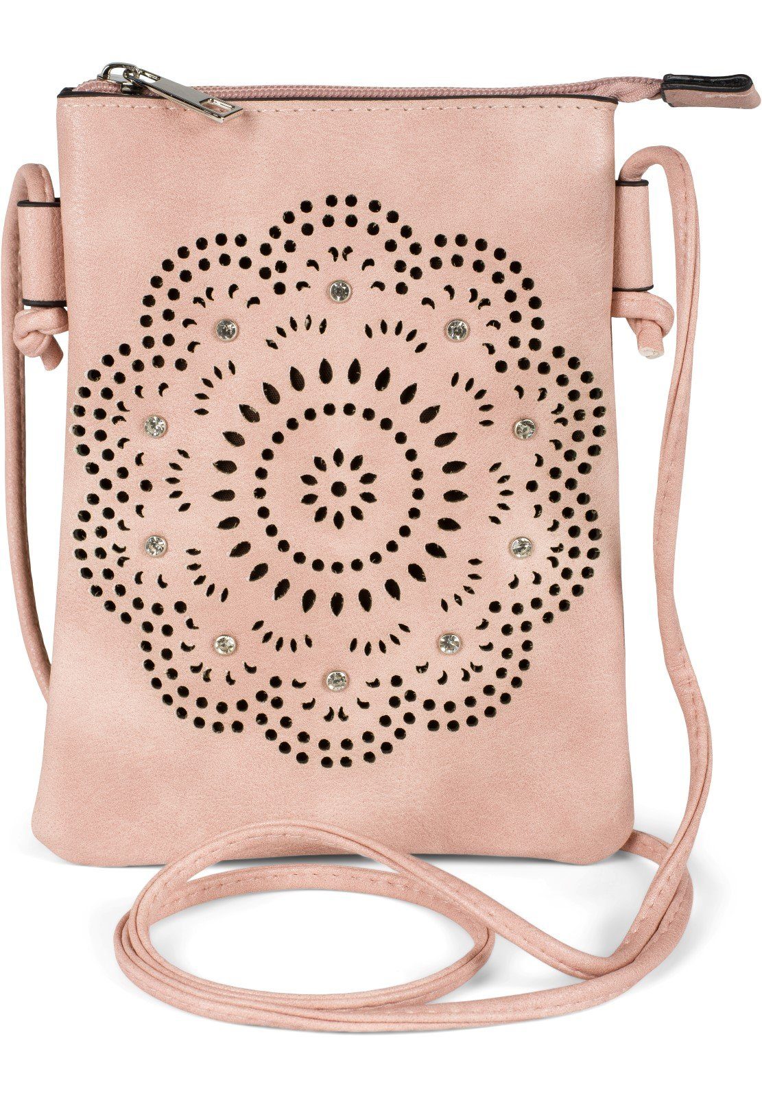 Mini Bag Mini Umhängetasche Blumen Cutout und Strass