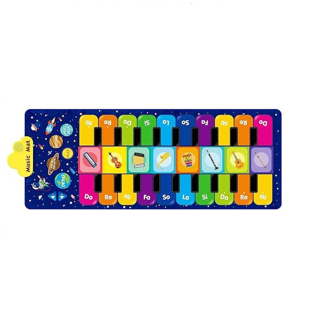 Ikonka Musikmatte Klaviermatte Spielteppich Tanzmatte (Spar-Set, 1 St., 8 Instrumente, 10 Melodien, Aufnahme & Wiedergabe)