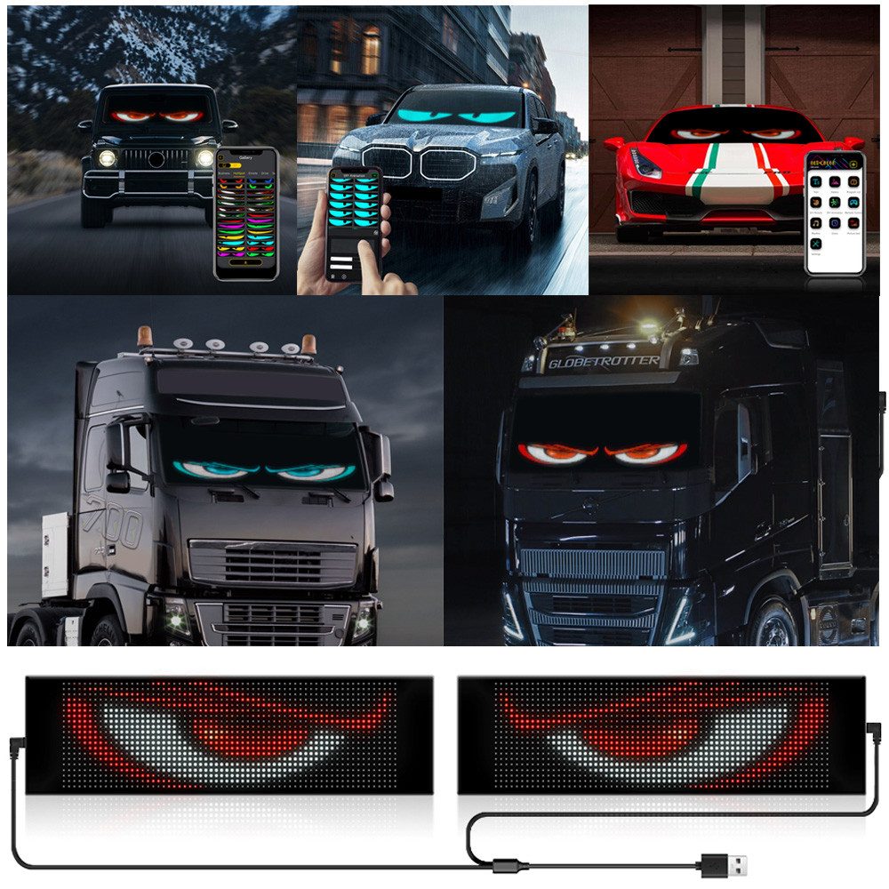 QUBEBU Dekolicht LED-Bildschirm Auto-Augenlicht Lkw dynamisches Licht, Devi günstig online kaufen