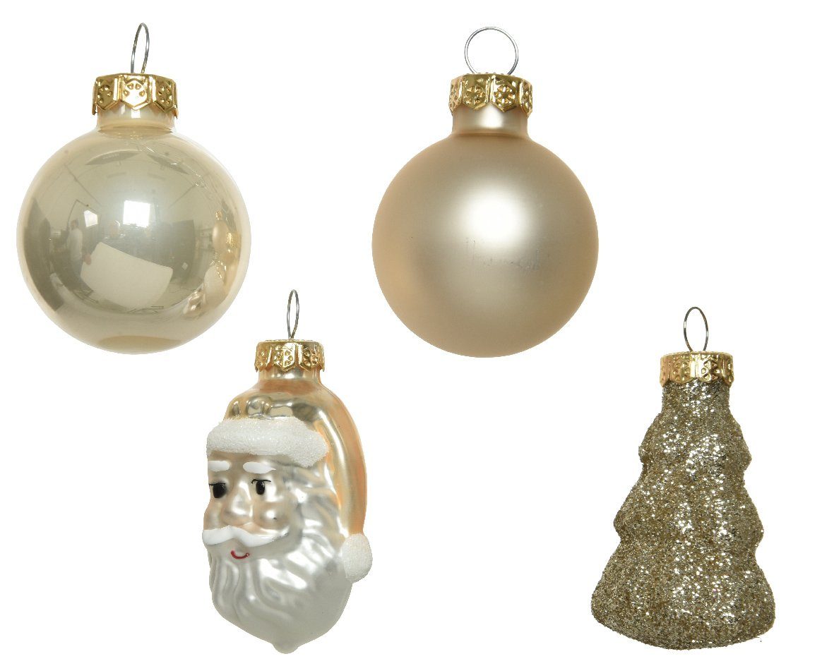 Decoris season decorations Weihnachtsbaumkugel, Weihnachtskugeln Glas - mit 9er Figuren Mix Perle 3cm Set