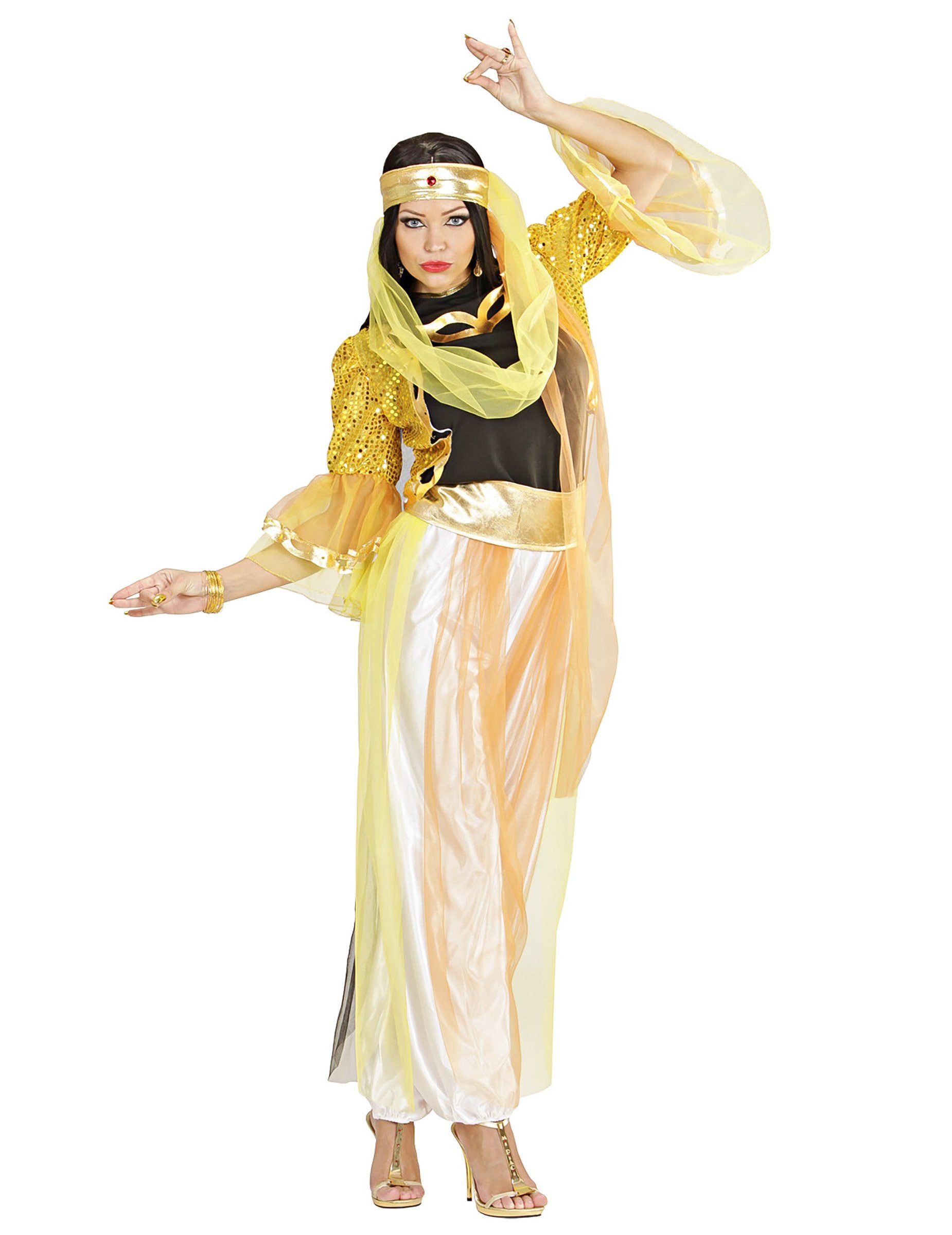 Widmann S.r.l. Kostüm Orientalische Bauchtänzerin Damenkostüm Harem gelb-orange-silber