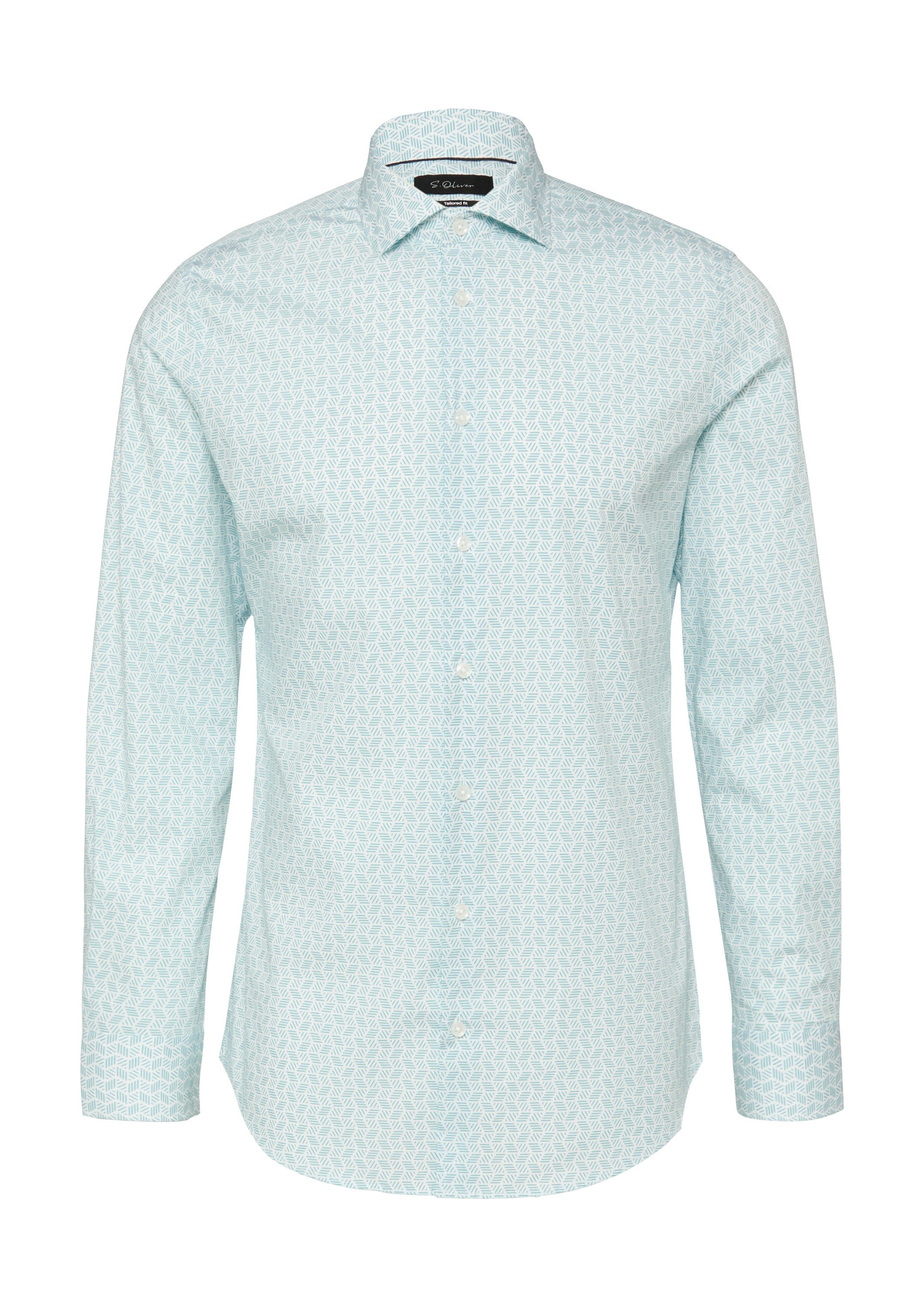 s.Oliver Langarmhemd Hemd Tailored Fit: Elastisches Baumwollhemd mit All-ov günstig online kaufen
