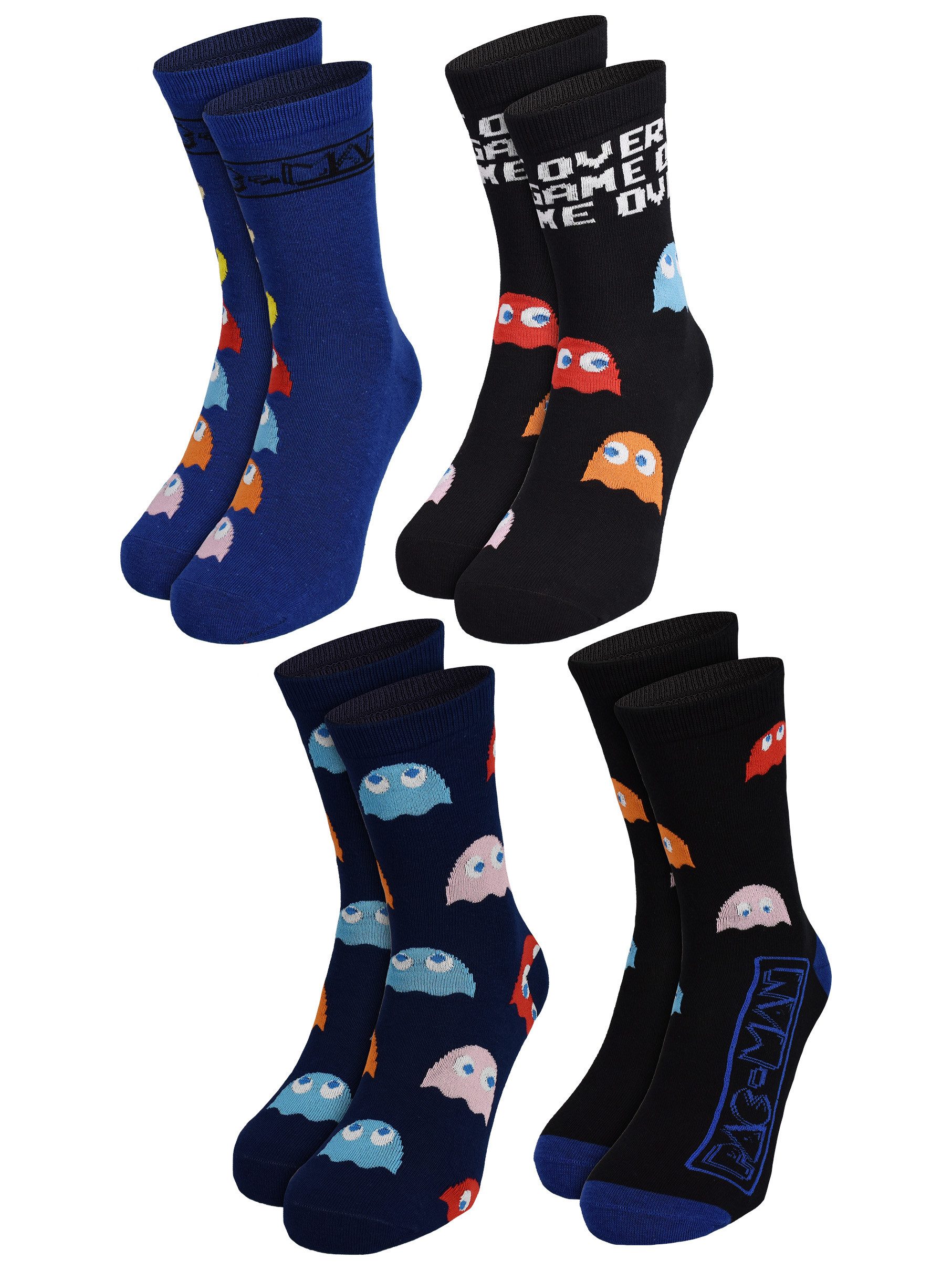 Socken Pac-Man Socken Crew Sneaker Strümpfe 40-45 (4er Pack)