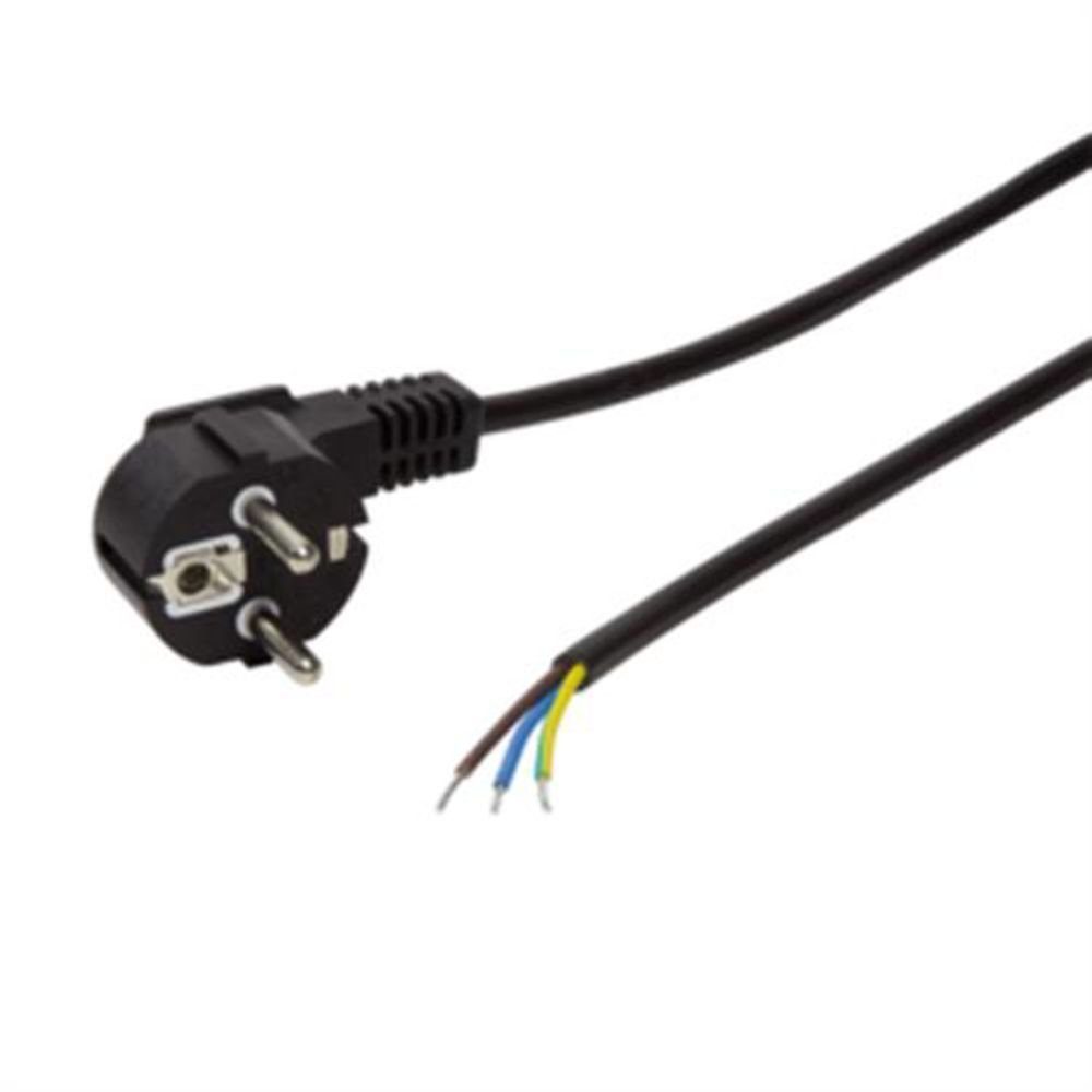 Kabel Stecker 90° zu offenem Ende 1,5m schwarz Stromkabel