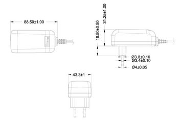 Poppstar Ktec AC DC Netzteil Universal-Netzteil (Steckernetzteil 12V 2A (2000mA, 5,5/2,5mm), 183cm)