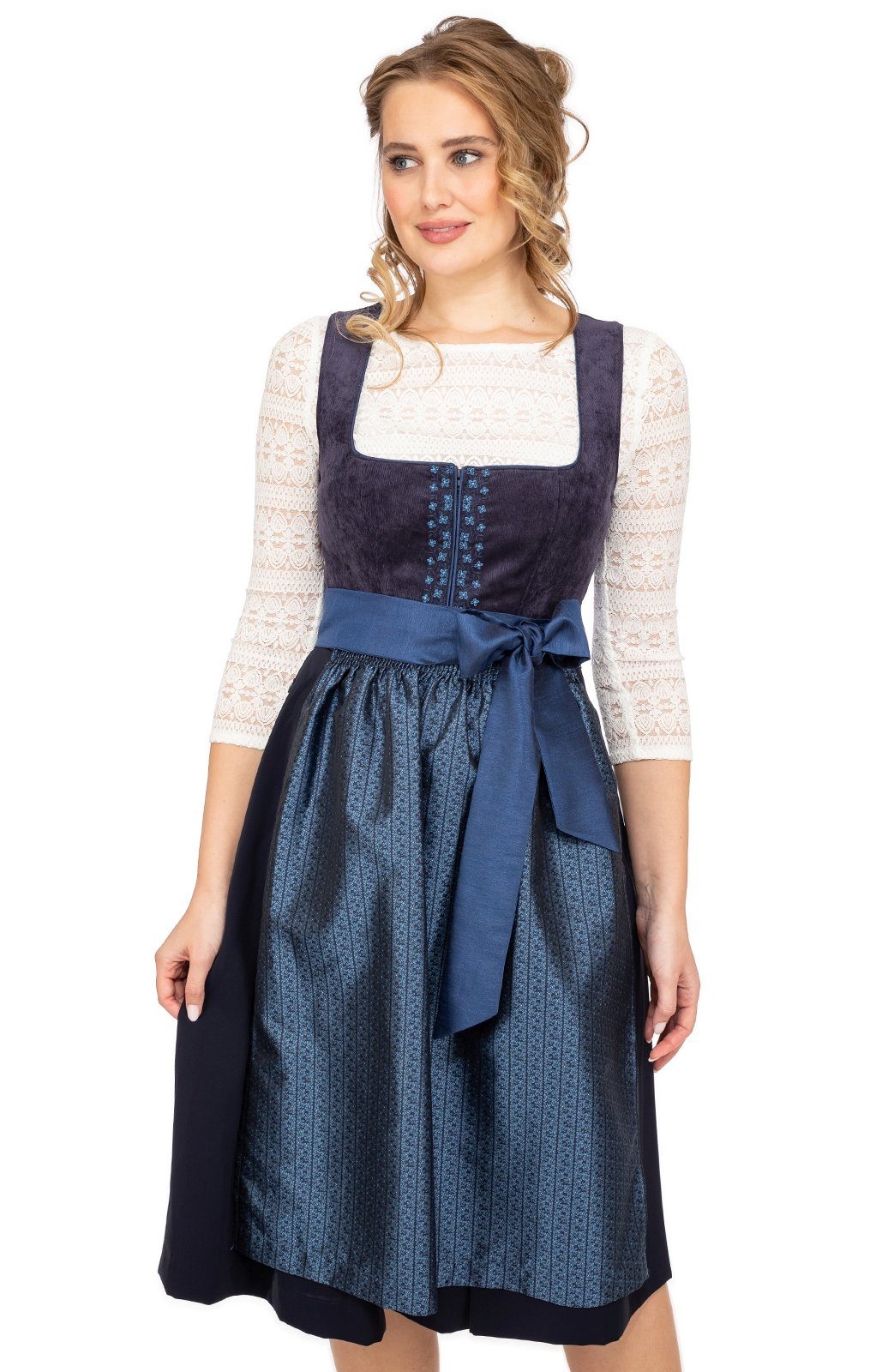 Spieth & Wensky Trachtenkleid Midi Dirndl 2tlg. 70cm ASTRID dunkelblau