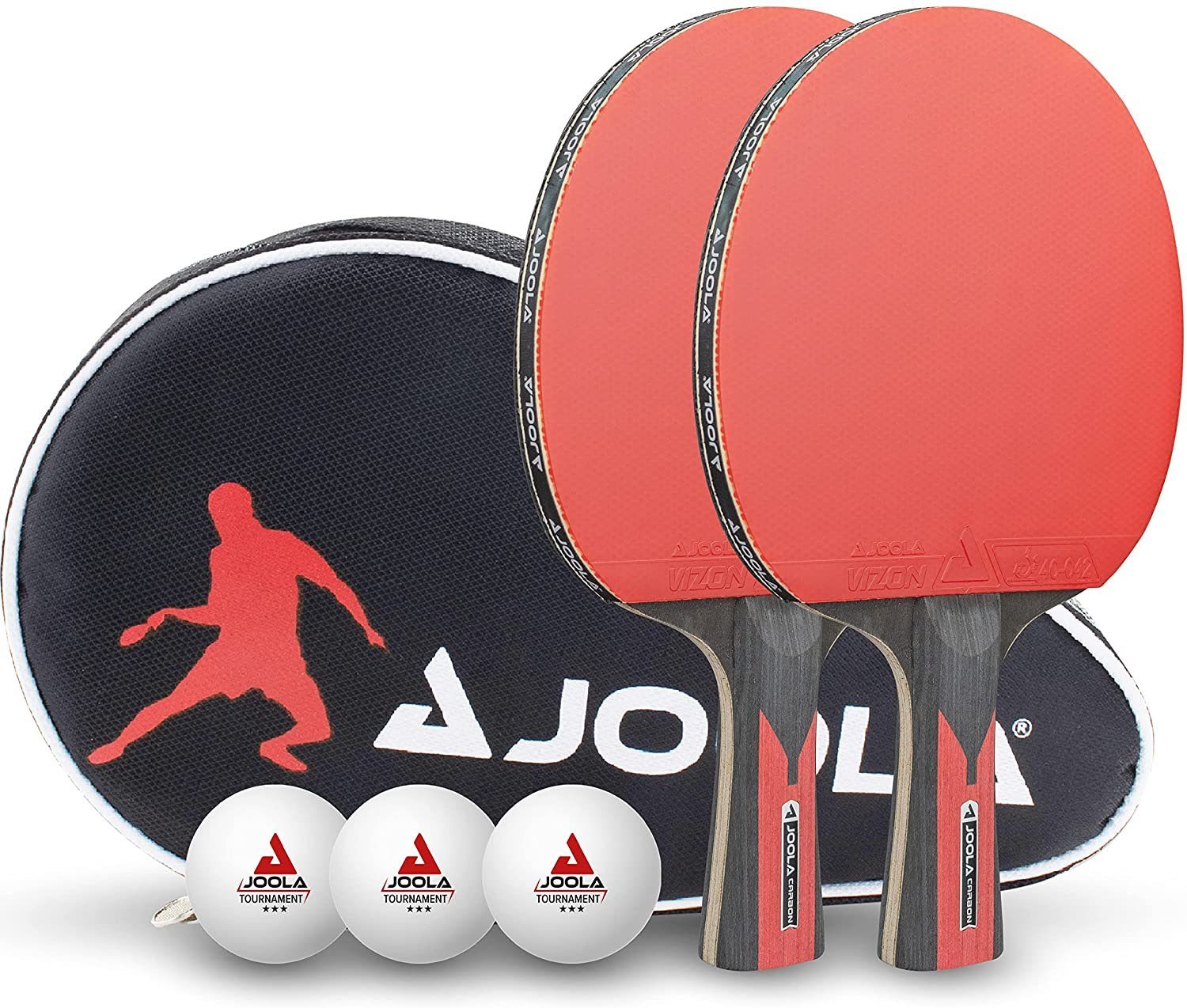 Joola Tischtennisschläger JOOLA Tischtennis Duo Carbon Set, Tischtennis Schläger Set Tischtennisset Table Tennis Bat Racket