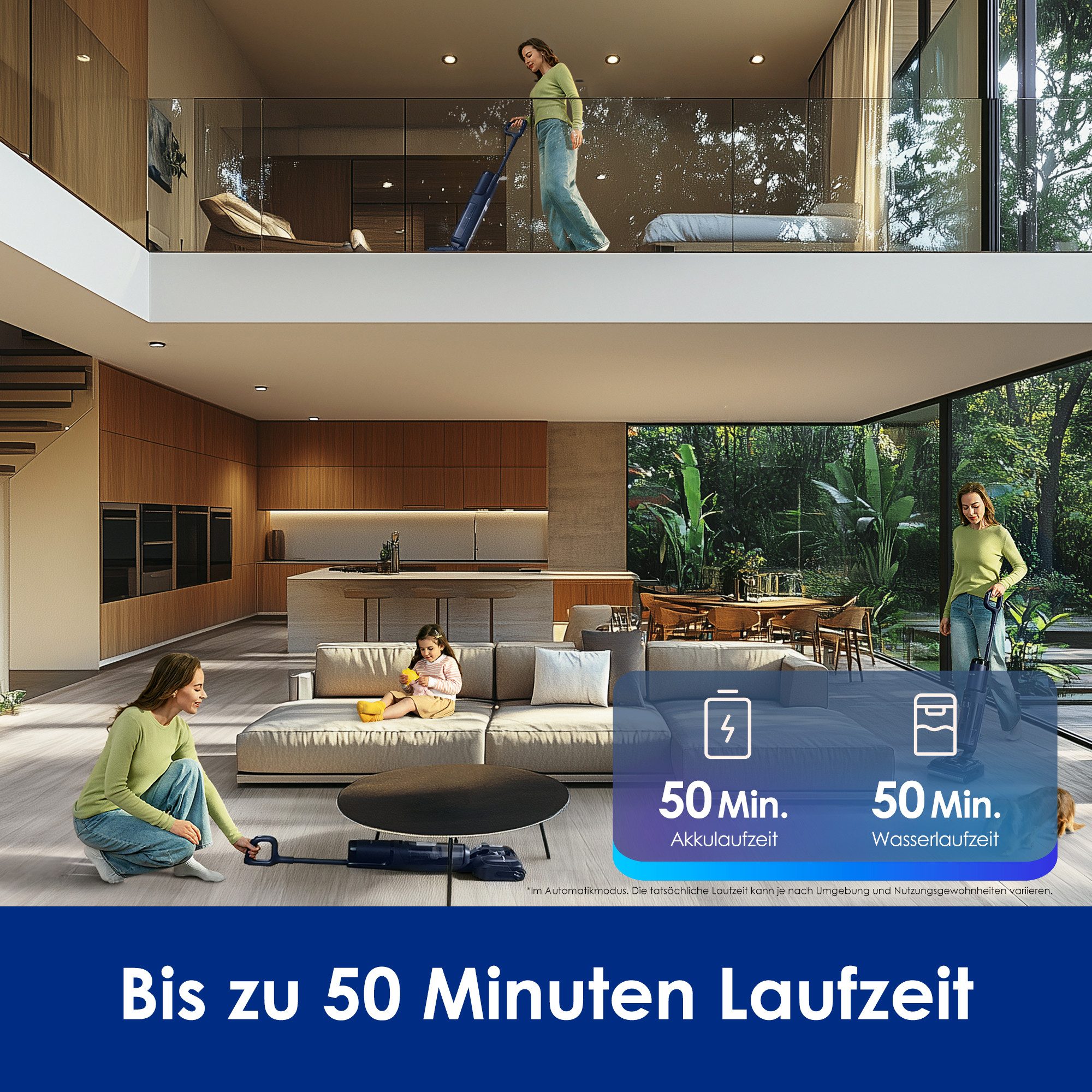 Tineco Nass-Trocken-Sauger Floor One S7 Stretch, 85° Grad Heißluft-Trocknung, 180° Grad Neigung, 230 W, beutellos, 50 Min Akku, automatische Anpassung der Saugl – Bild 3 von 5