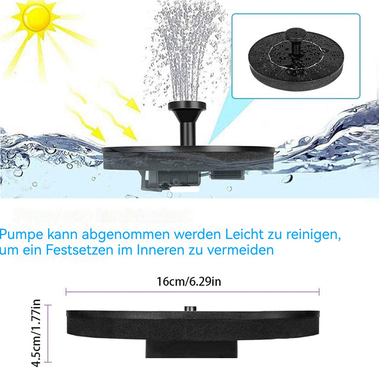 BlingBin Springbrunnenpumpe Solar Springbrunnen 1.5W solarbrunnen günstig online kaufen