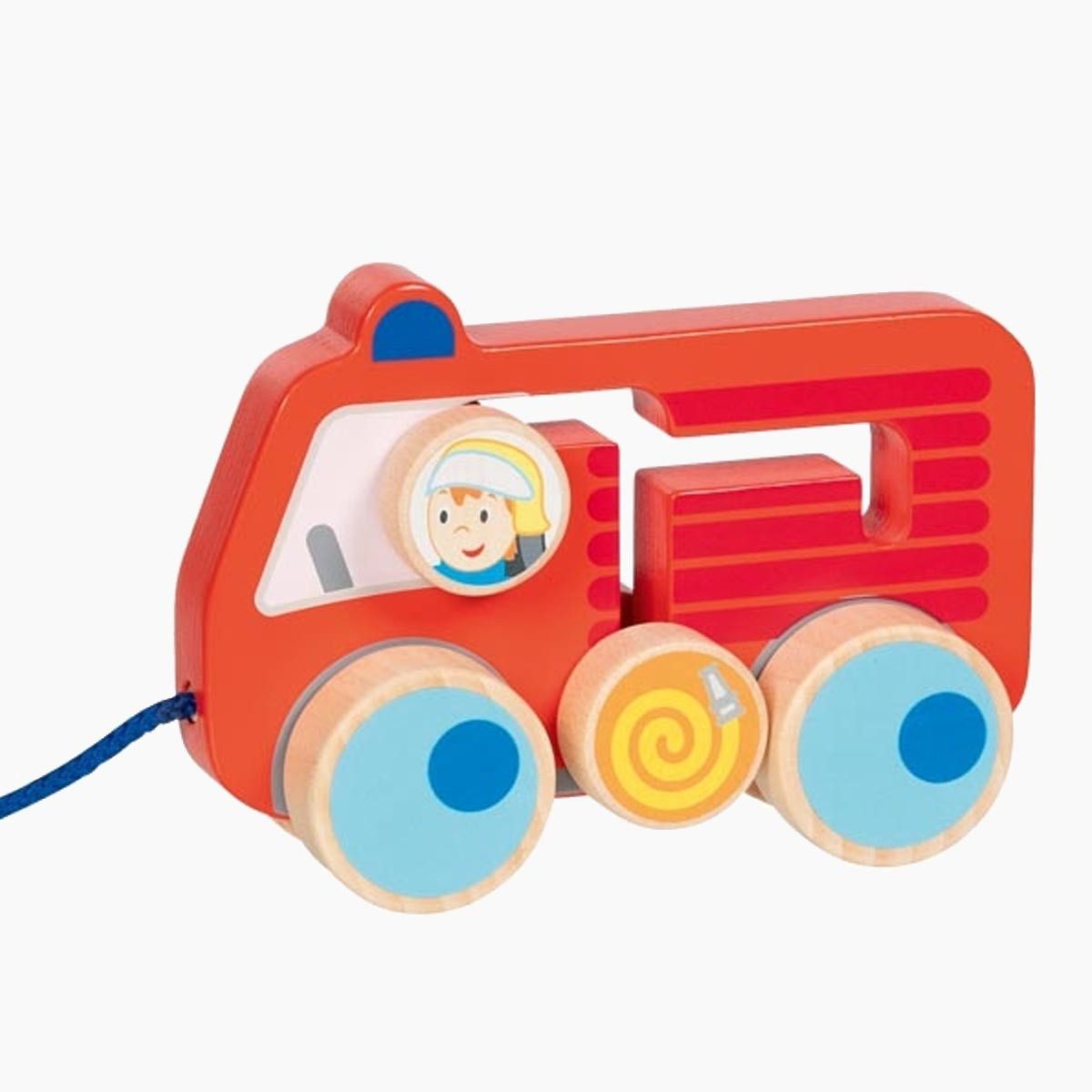 goki Lernspielzeug Ziehfahrzeug Feuerwehr 112 (packung, 1-St., set), Spielspaß für kleine Feuerwehrleute