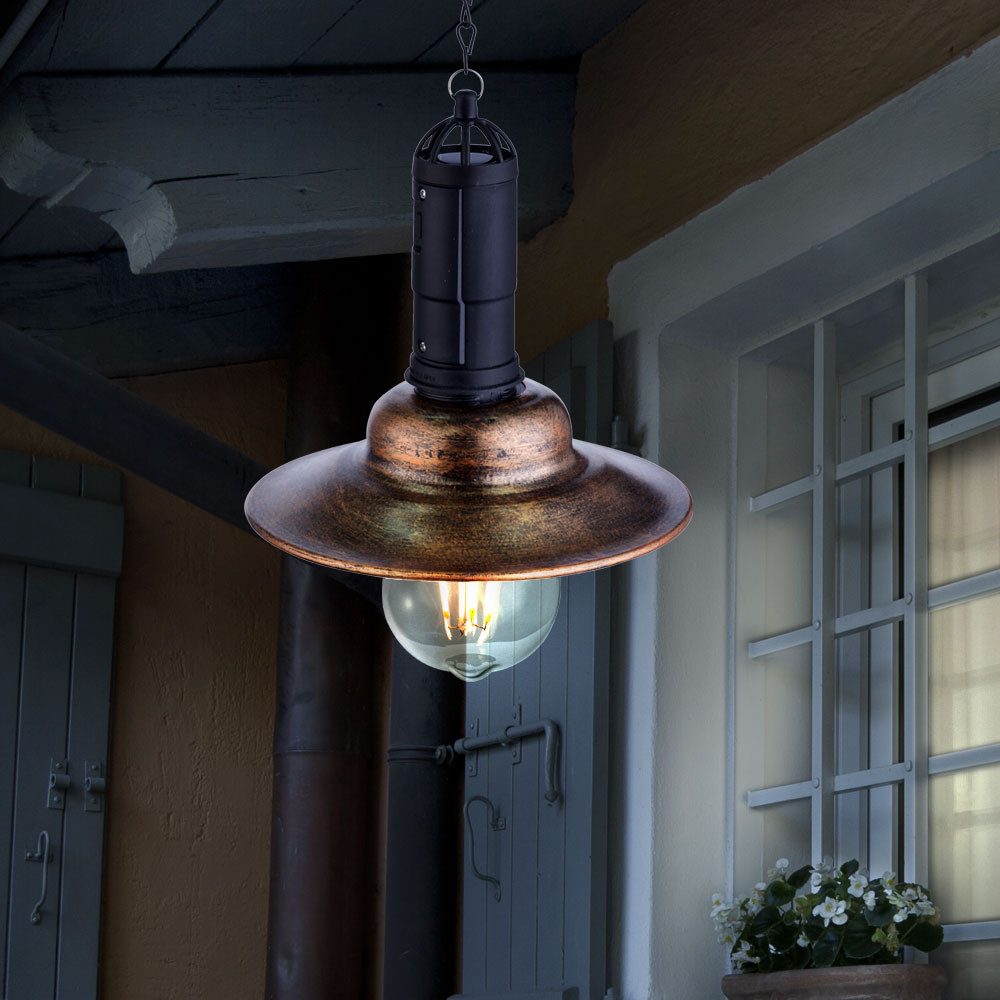 GLOBO LIGHTING LED Solarleuchte, LED-Leuchtmittel fest verbaut, Neutralweiß, Solarlampe Pendelleuchte Außenlampe Glas LED Balkonlampe H 50 cm