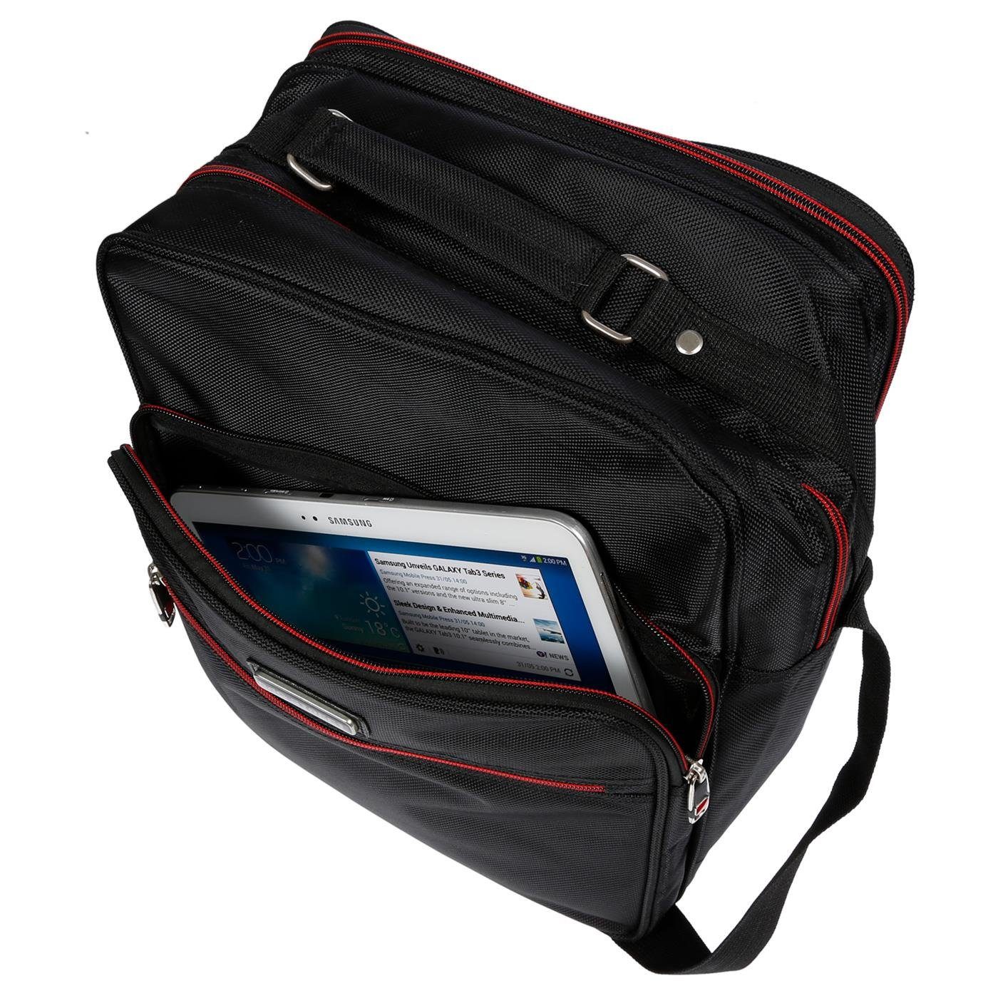 Christian Wippermann Businesstasche Flugbegleiter Arbeitstasche Messenger Umhänger, Herrentasche Schwarz im Hochformat