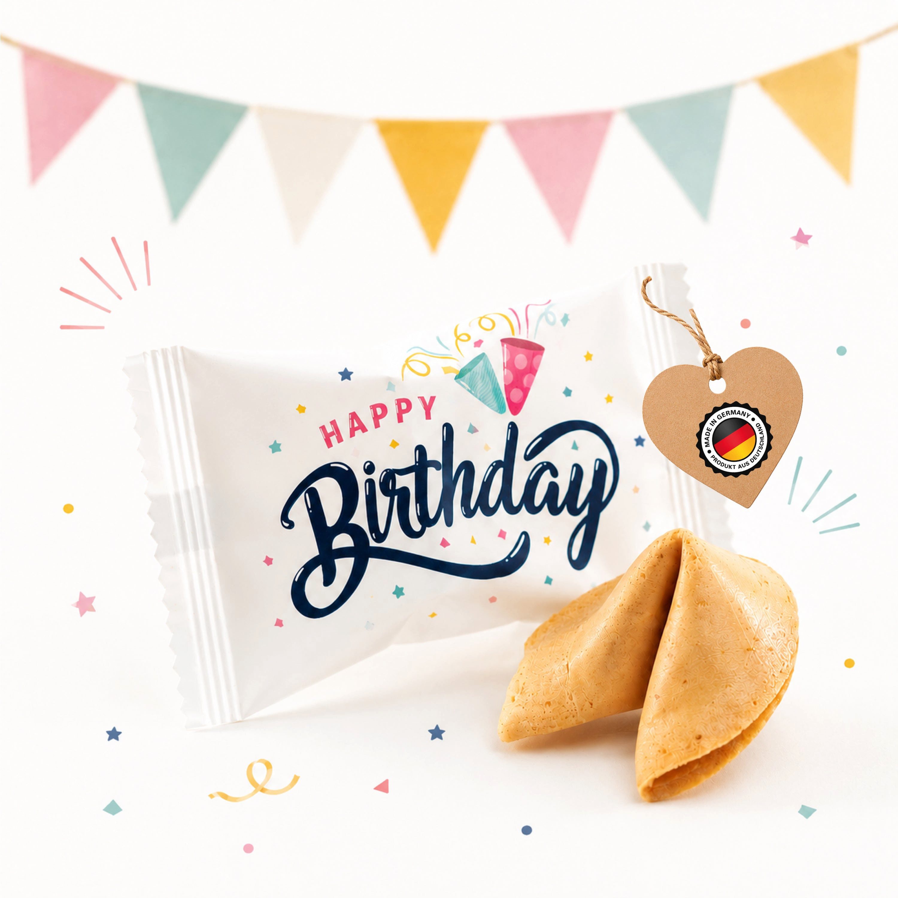 Logbuch-Verlag Geburtstagskarten Glückskekse Happy Birthday, einzeln verpackt für Geburtstage
