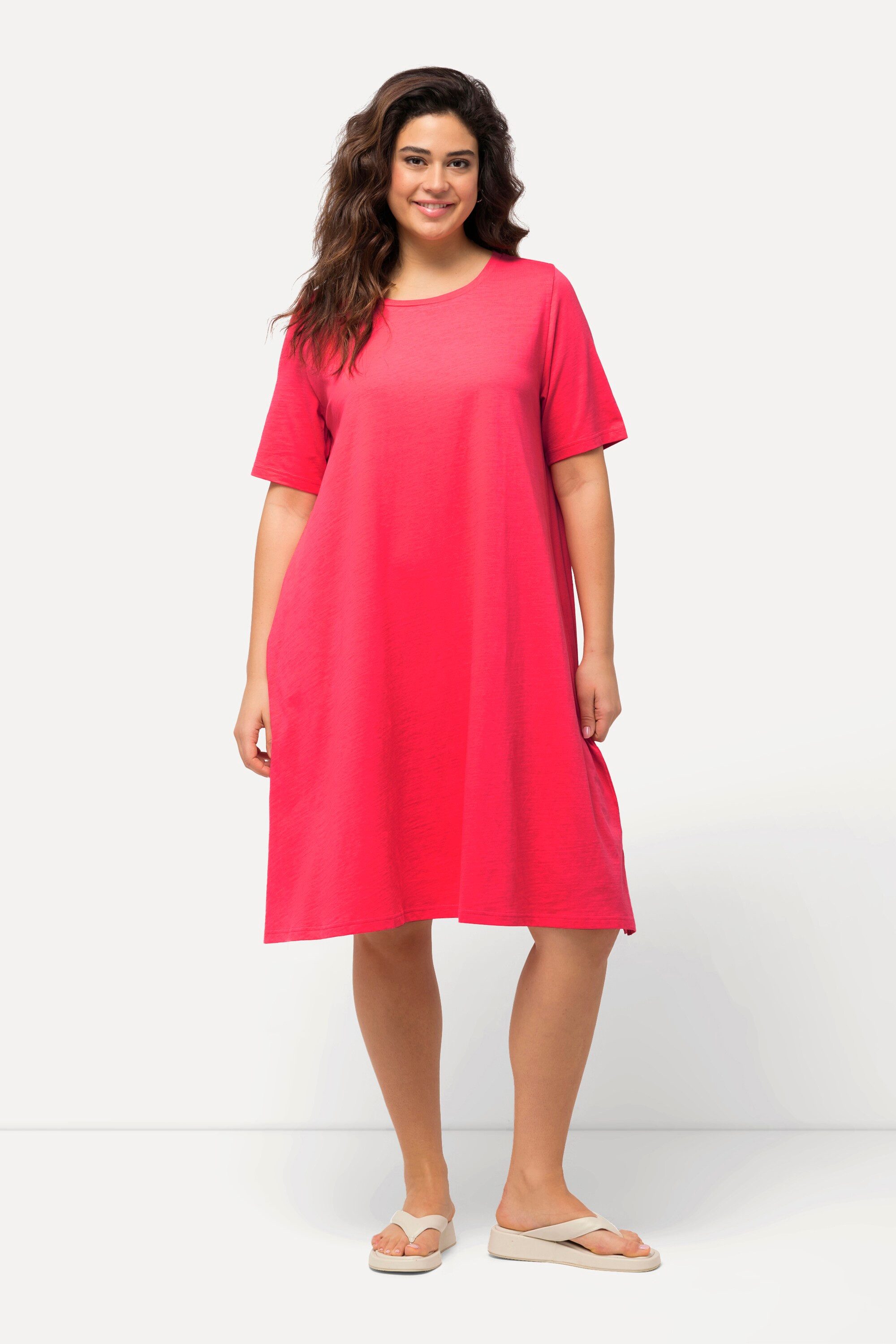 Ulla Popken Jerseykleid Jerseykleid A-Linie Rundhals günstig online kaufen