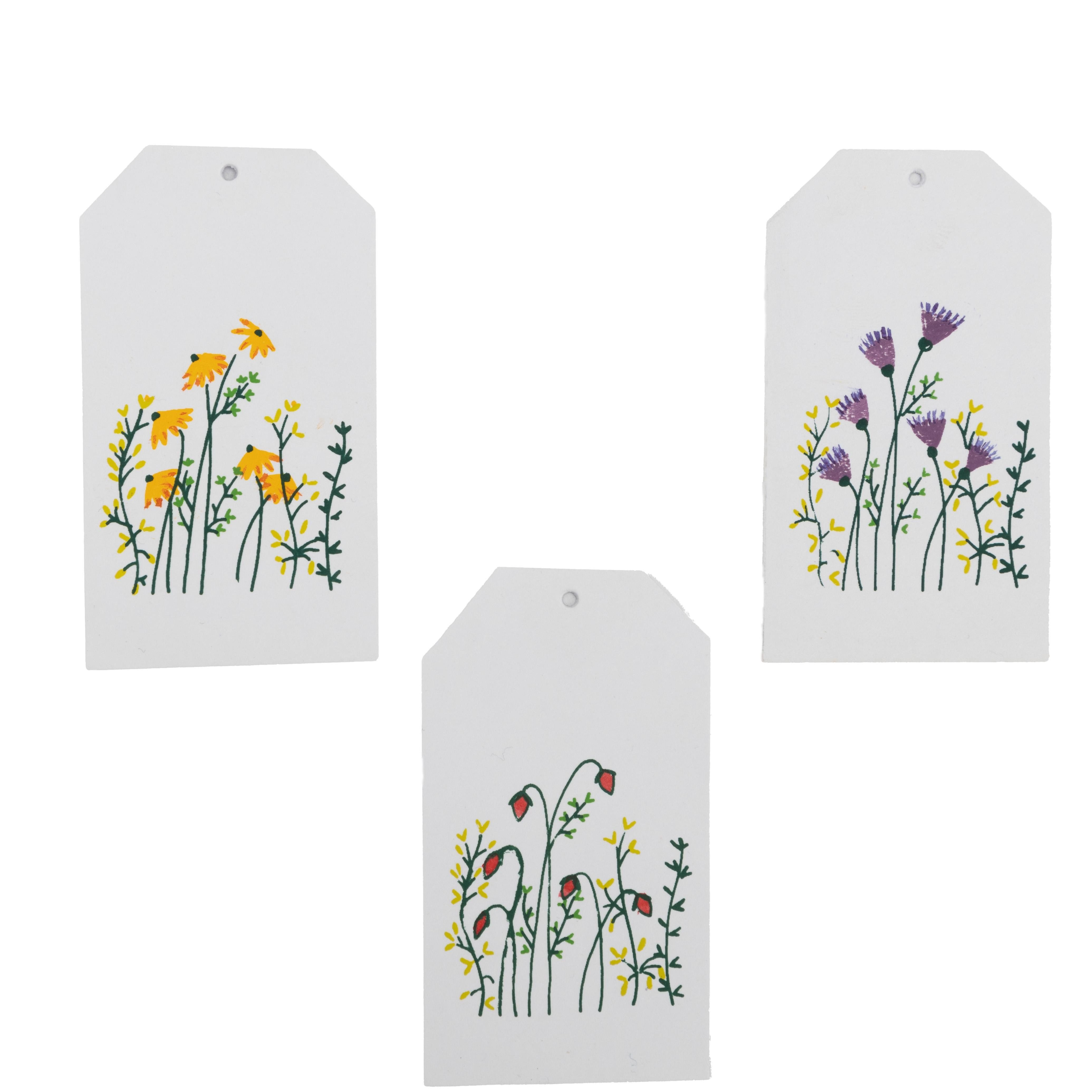 El Puente Geschenkkarte Geschenkanhänger "Blumen", 3er-Set, Handmade, Handmade