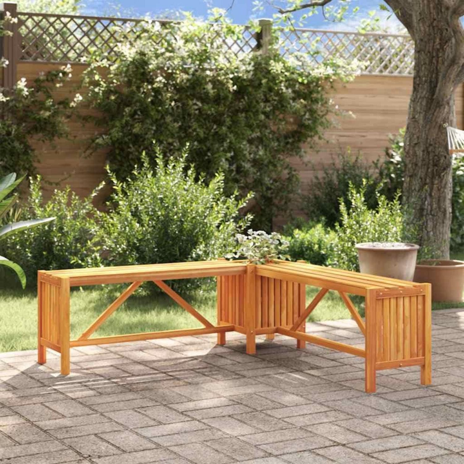LuxusKollektion Eckbank Garten Eckbank mit Pflanzkübel 117cm Braun (1-St)