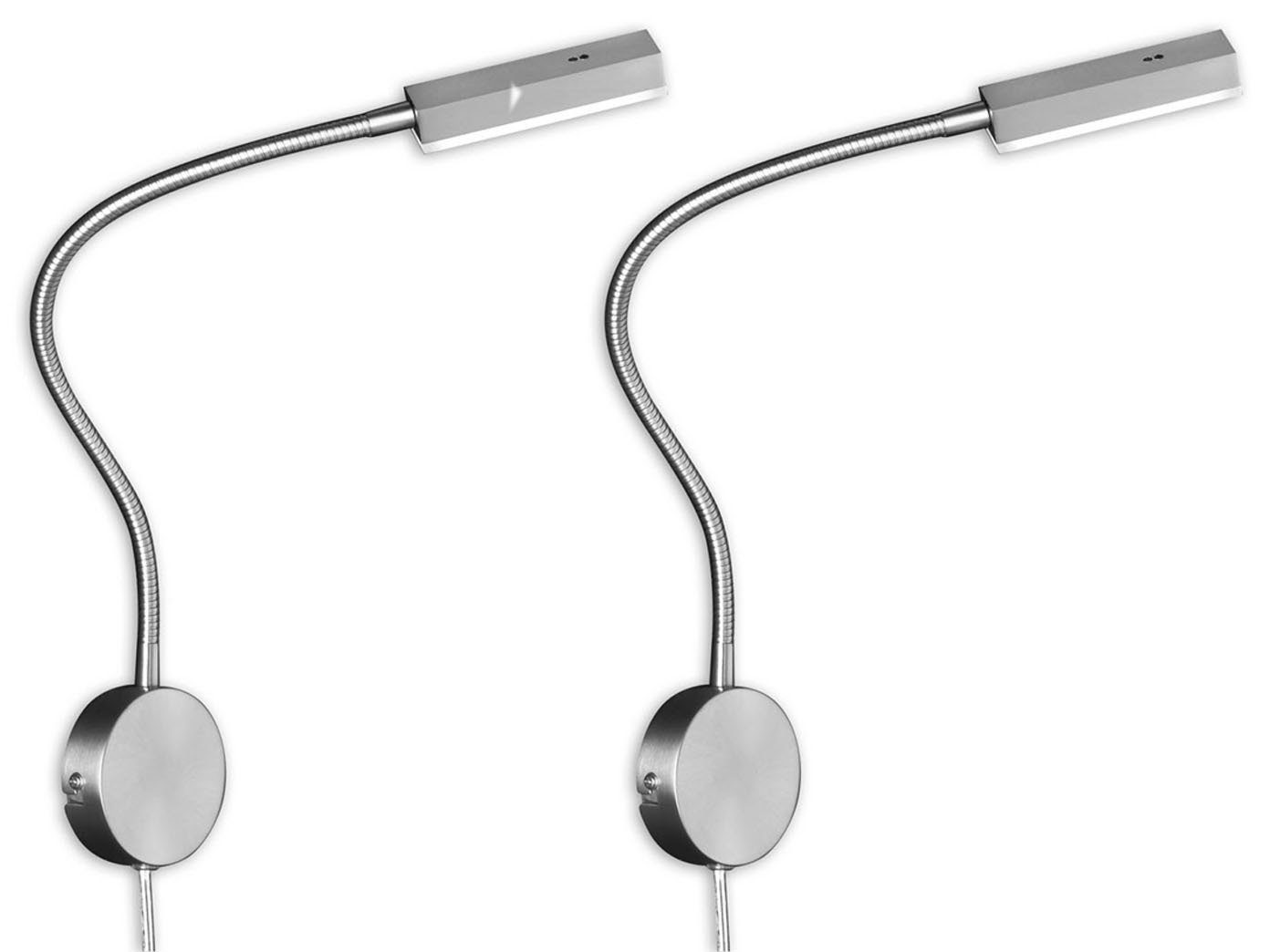 FISCHER & HONSEL LED Leselampe, LED fest integriert, Warmweiß, 2er SET Bett-Leuchten Wand-Montage, Schwanenhals Wand-Lampen dimmbar