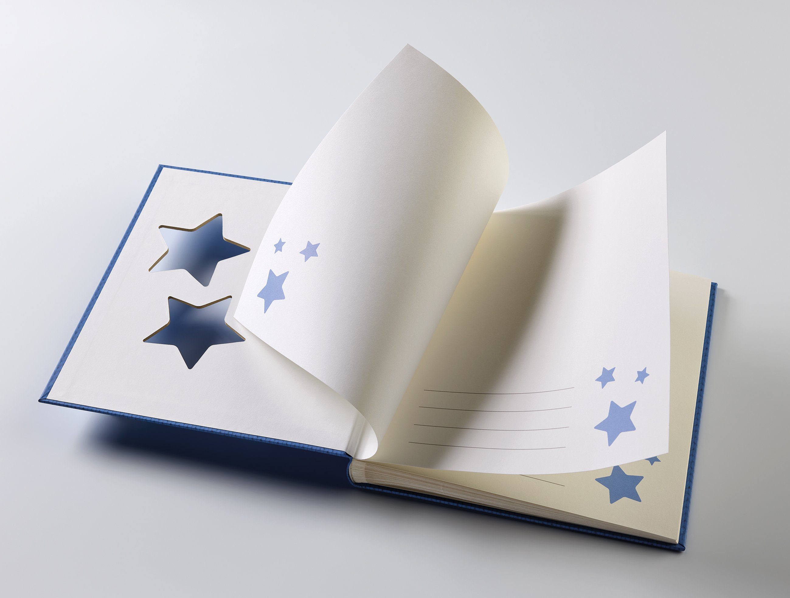 Walther Design Fotoalbum Babyalben Estrella, buchgebundenes Babyalbum, laminierter Kunstdruckeinband