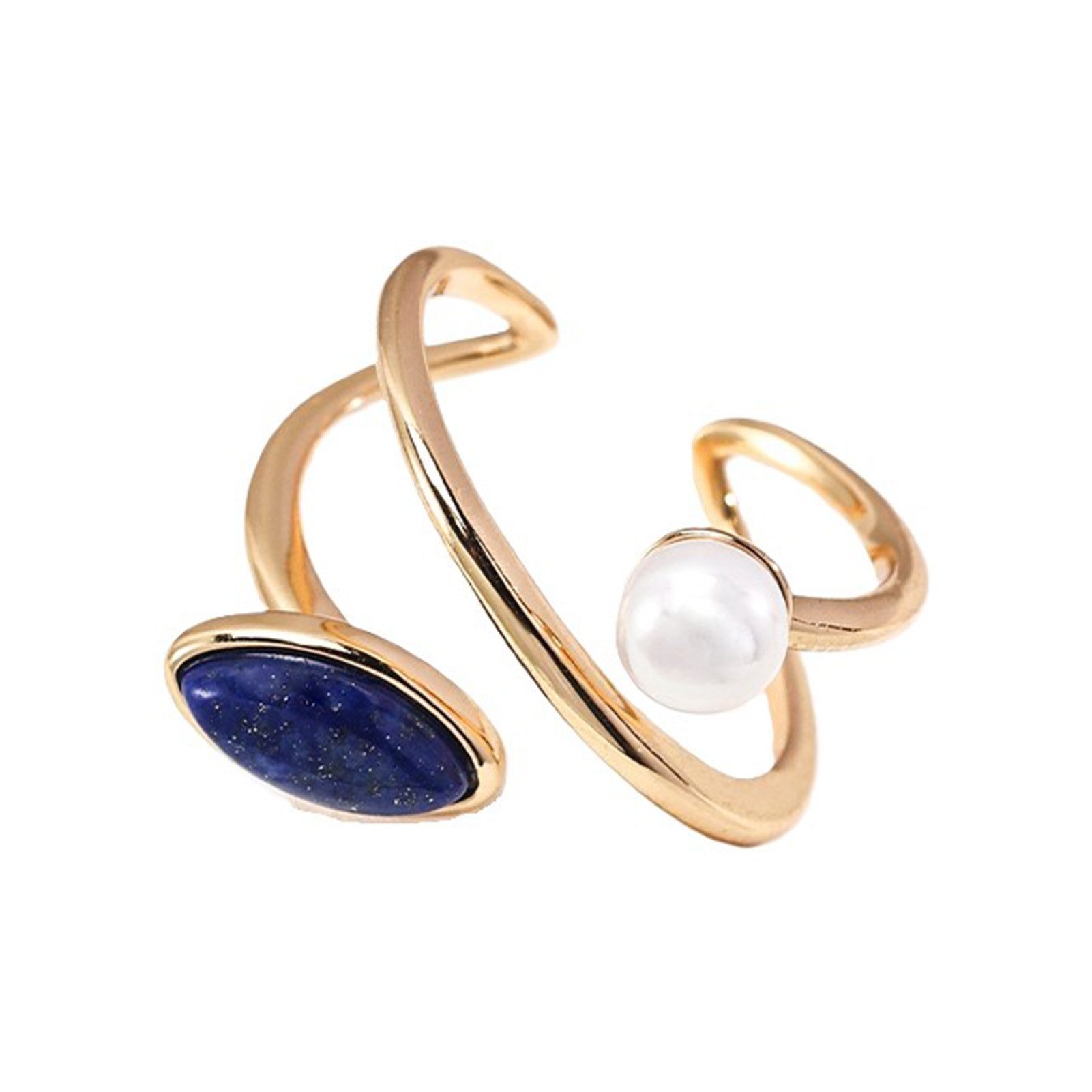 Jumpeak Silberring ring silber 925 damen,perlen ring,lapislazuli ring,18k ring vergoldet, ring damen,ring verstellbar,damen geschenk,liebes geschenk für sie