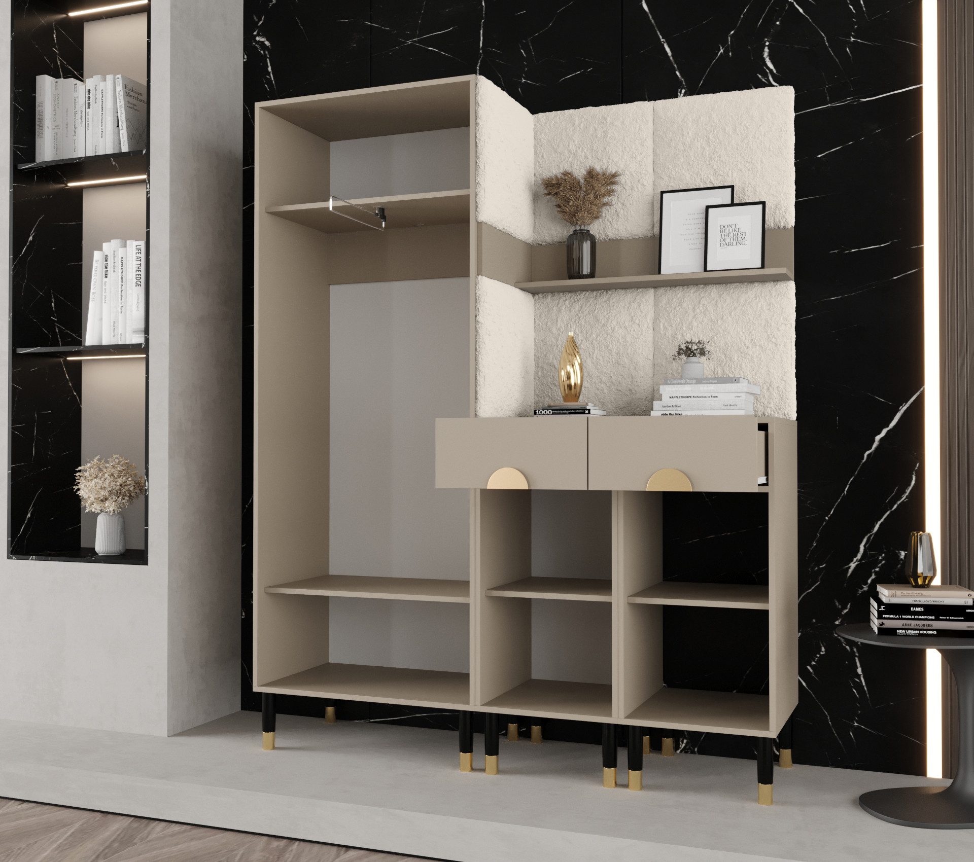 ABIKS MÖBEL Kompaktgarderobe PALERMO Set 7 Garderobe mit gepolsterten Paneelen, Industriell Design