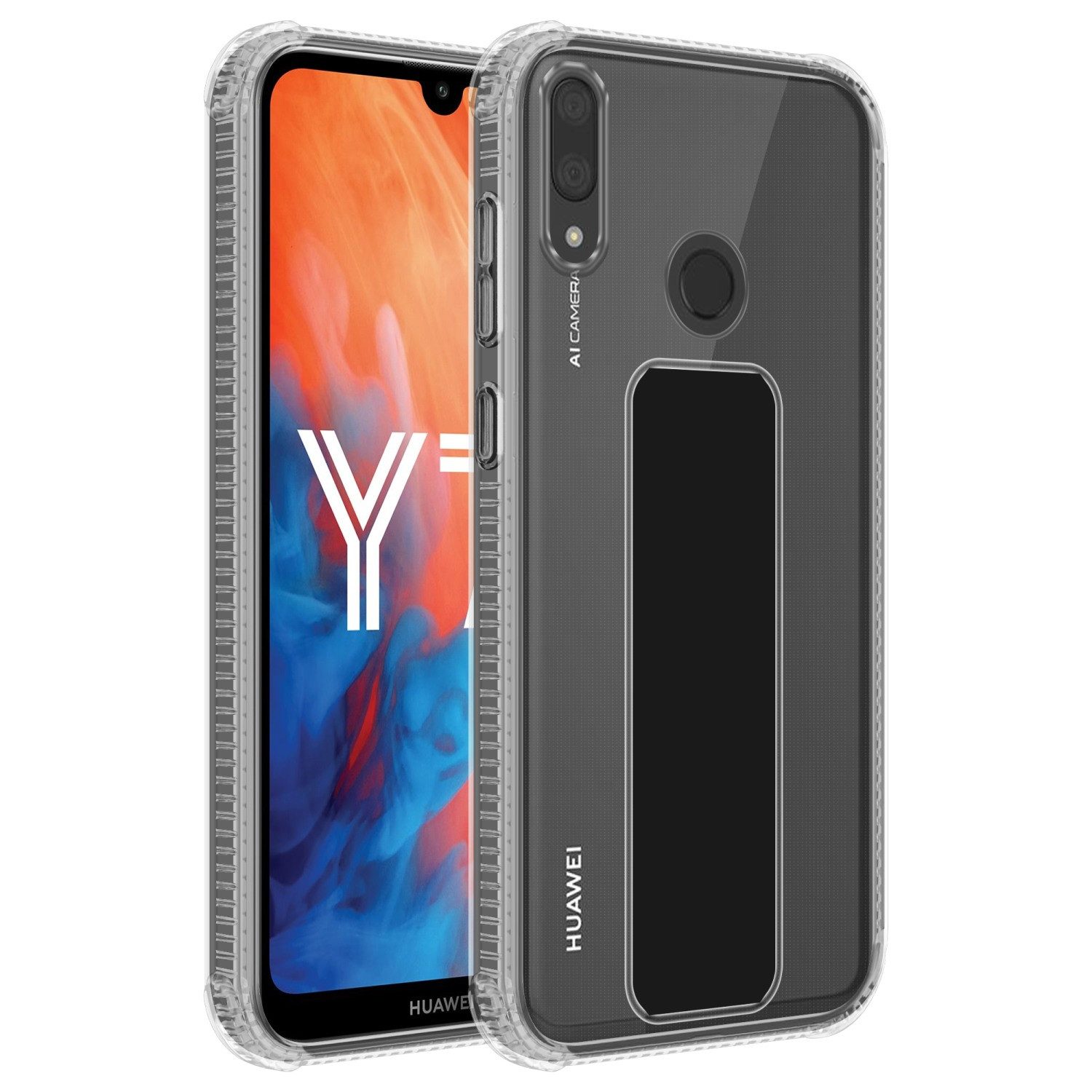 Cadorabo Handyhülle für Huawei Y7 2019 / Y7 PRIME 2019 Hülle Huawei Y7 2019 / Y7 PRIME 2019, Schutzhülle - TPU Silikon Hülle - mit Halterung - Standfunktion