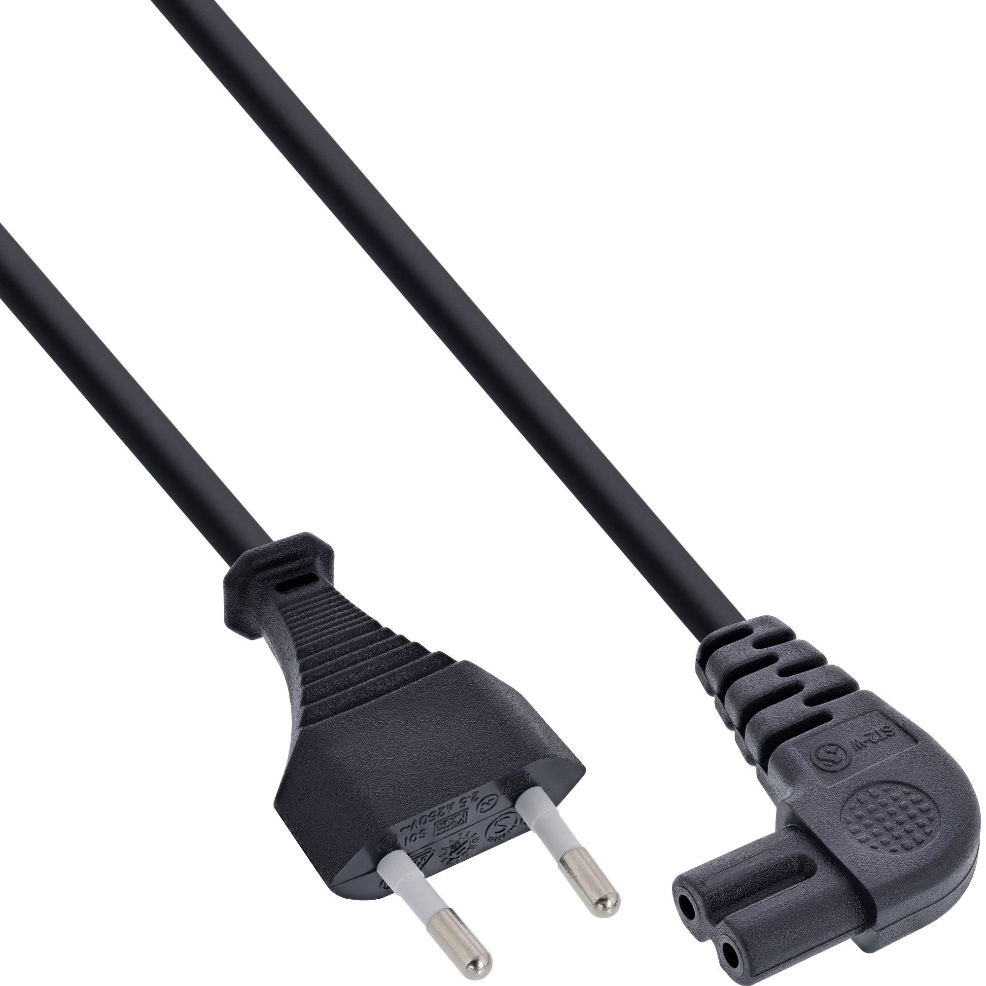 InLine® Netzkabel, Netzstecker auf Euro 8 C7 Stecker, gewinkelt, 5,0m Stromkabel