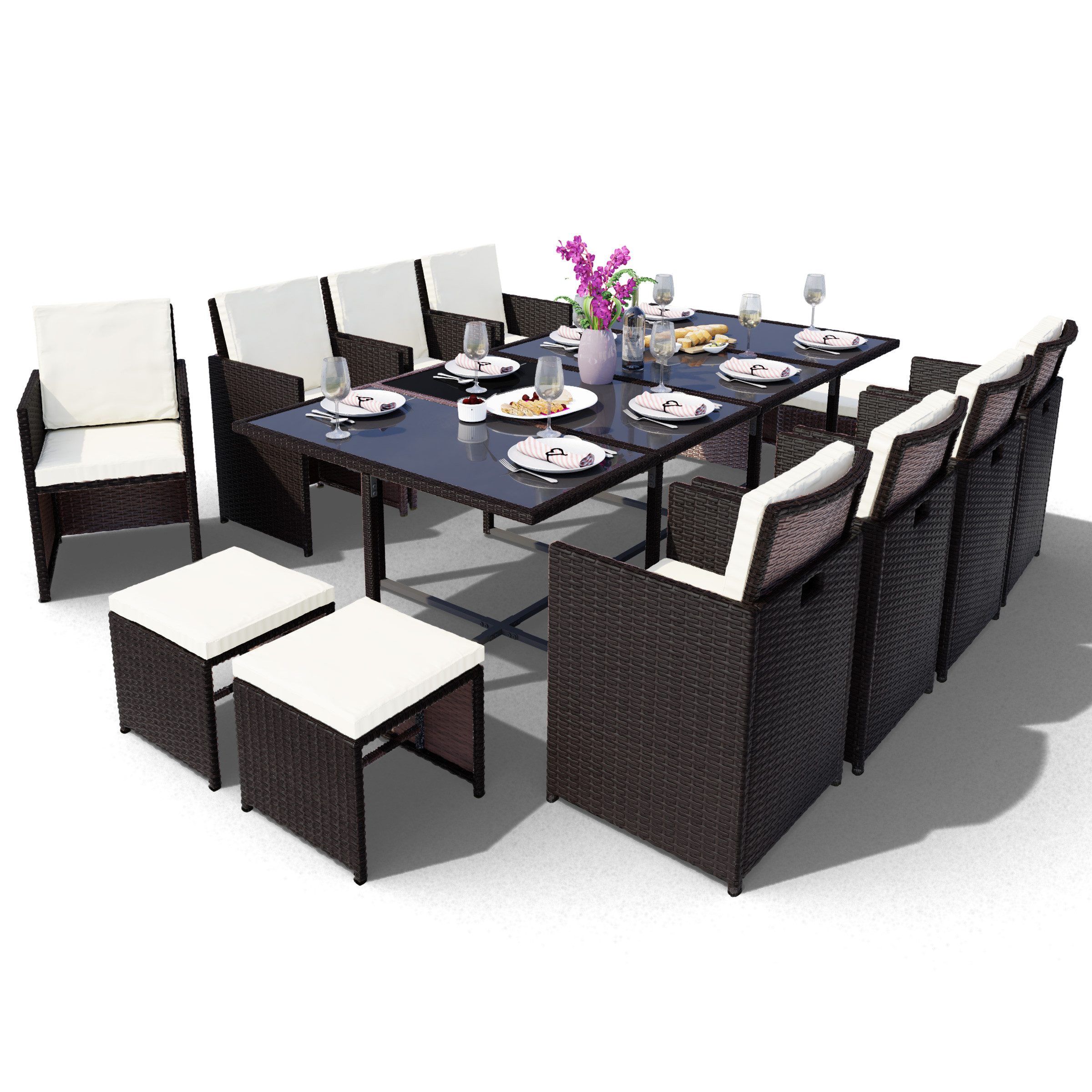 Swing&Harmonie Garten-Essgruppe Poly Rattan Sitzgruppe Esstisch günstig online kaufen