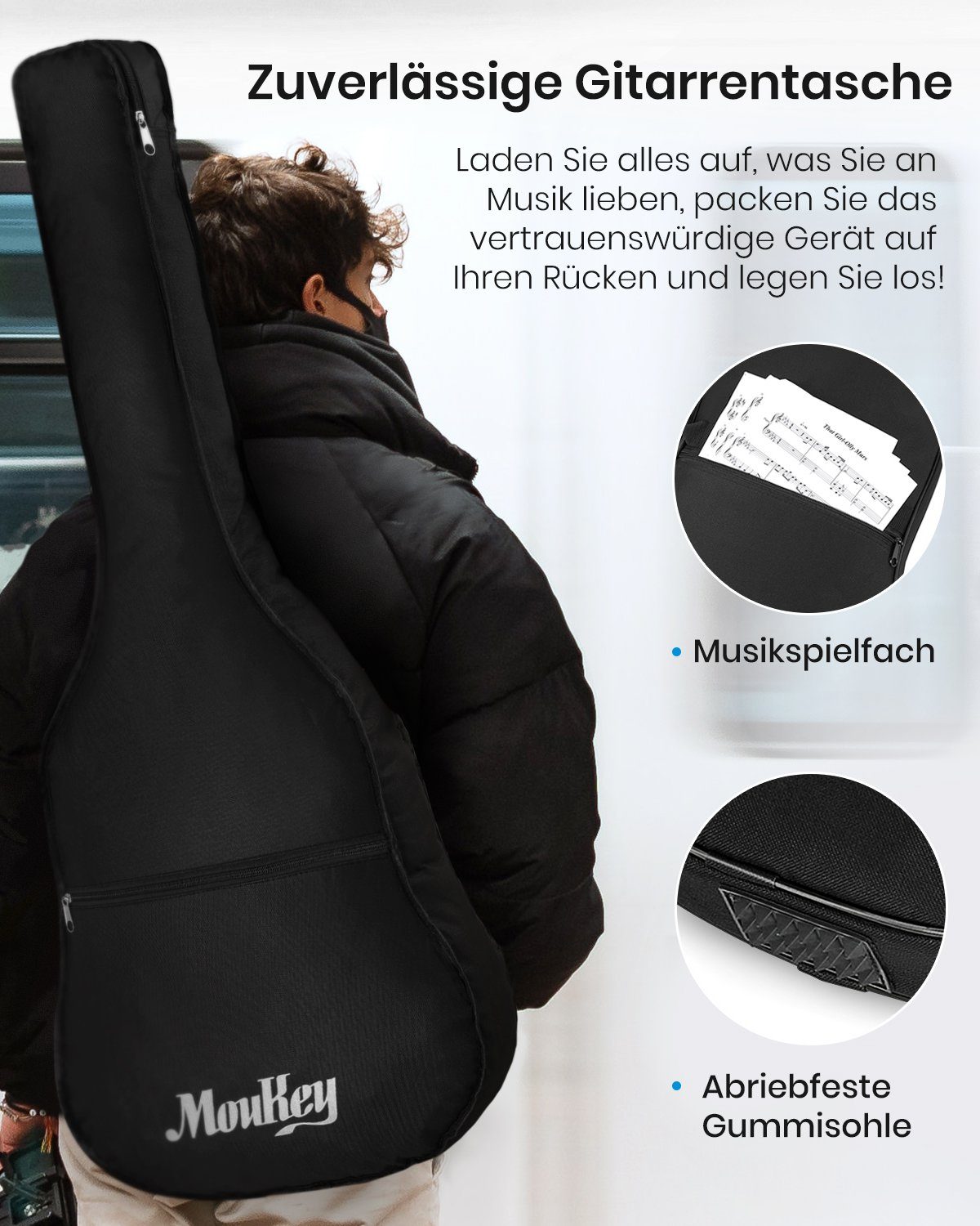Moukey Akustikgitarre Akustische Gitarre Cutaway 41 Zoll MBG-01, Für Anfänger,Vollgröße