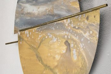 KUNSTLOFT Wanddekoobjekt Goldene Mitte 80x60x3 cm, handgefertigte Wanddeko Metall