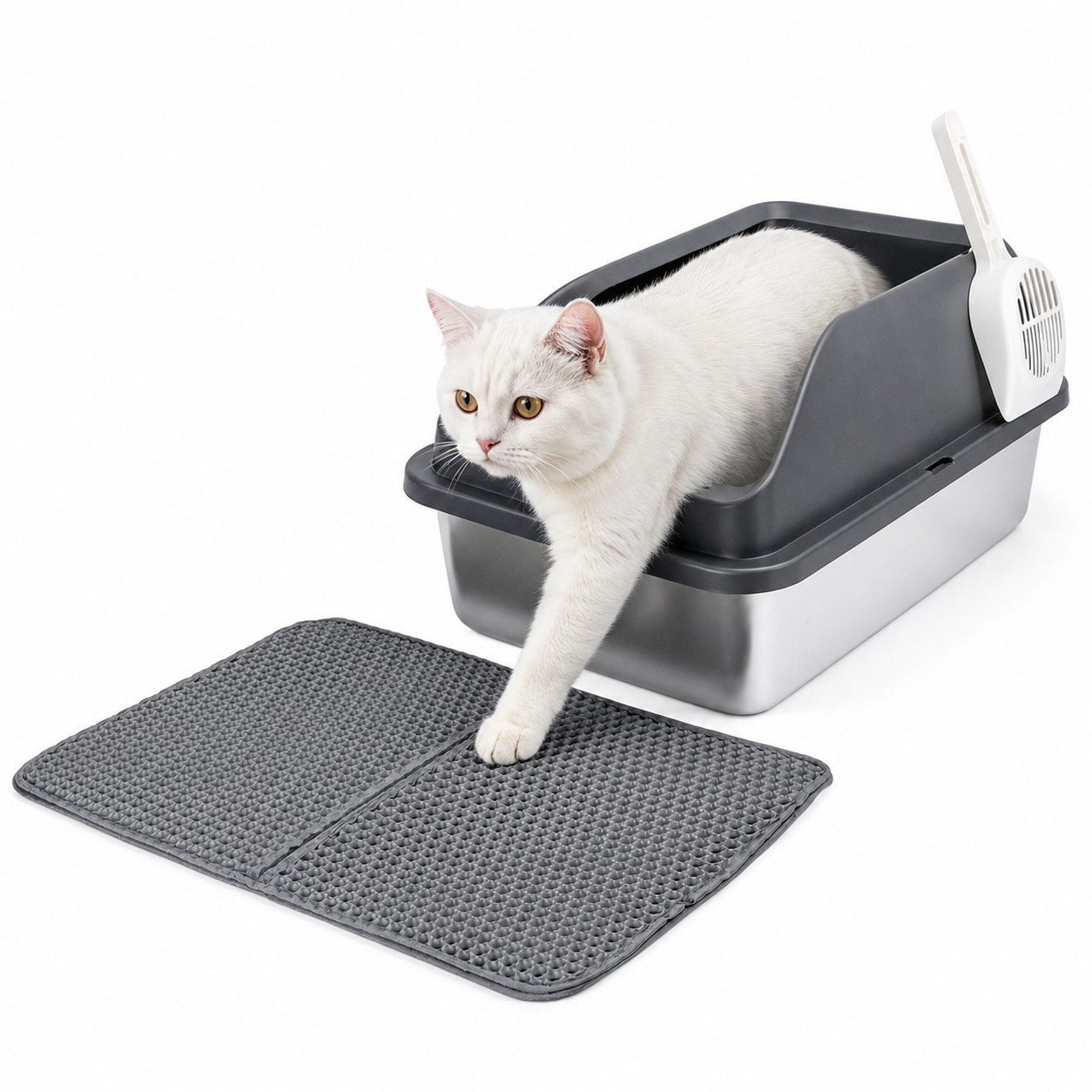 nobleza Katzentoilette Edelstahl Katzentoilette mit Hohem Rand Geruchsneutral