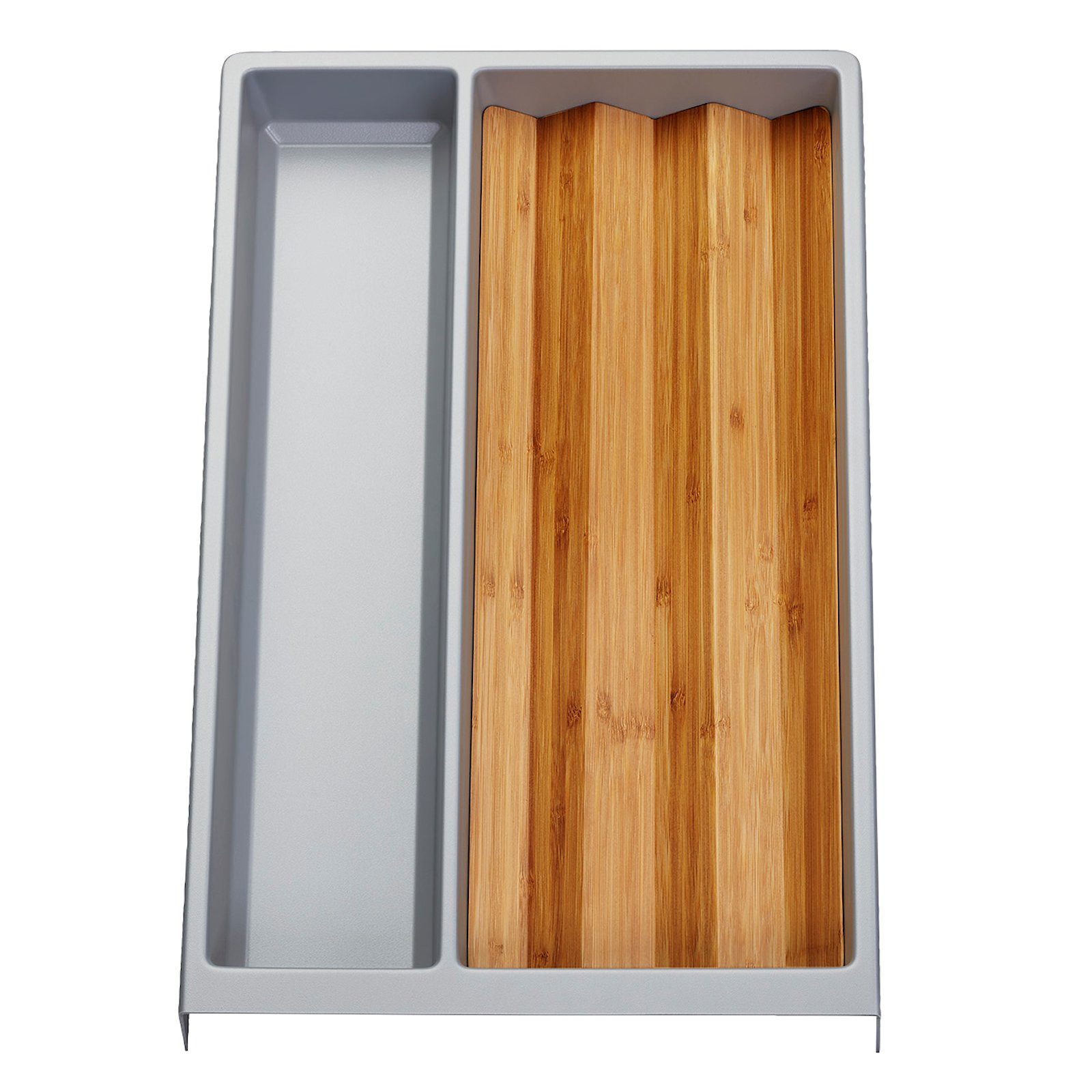 SO-TECH® Schubladeneinsatz SEPARADO Individual (300 x 474 x 51 mm) ab 40cm Schrankbreite (1 St), Mehrzweckeinsatz silbergrau genarbt inkl. Bambus Gewürzeinsatz