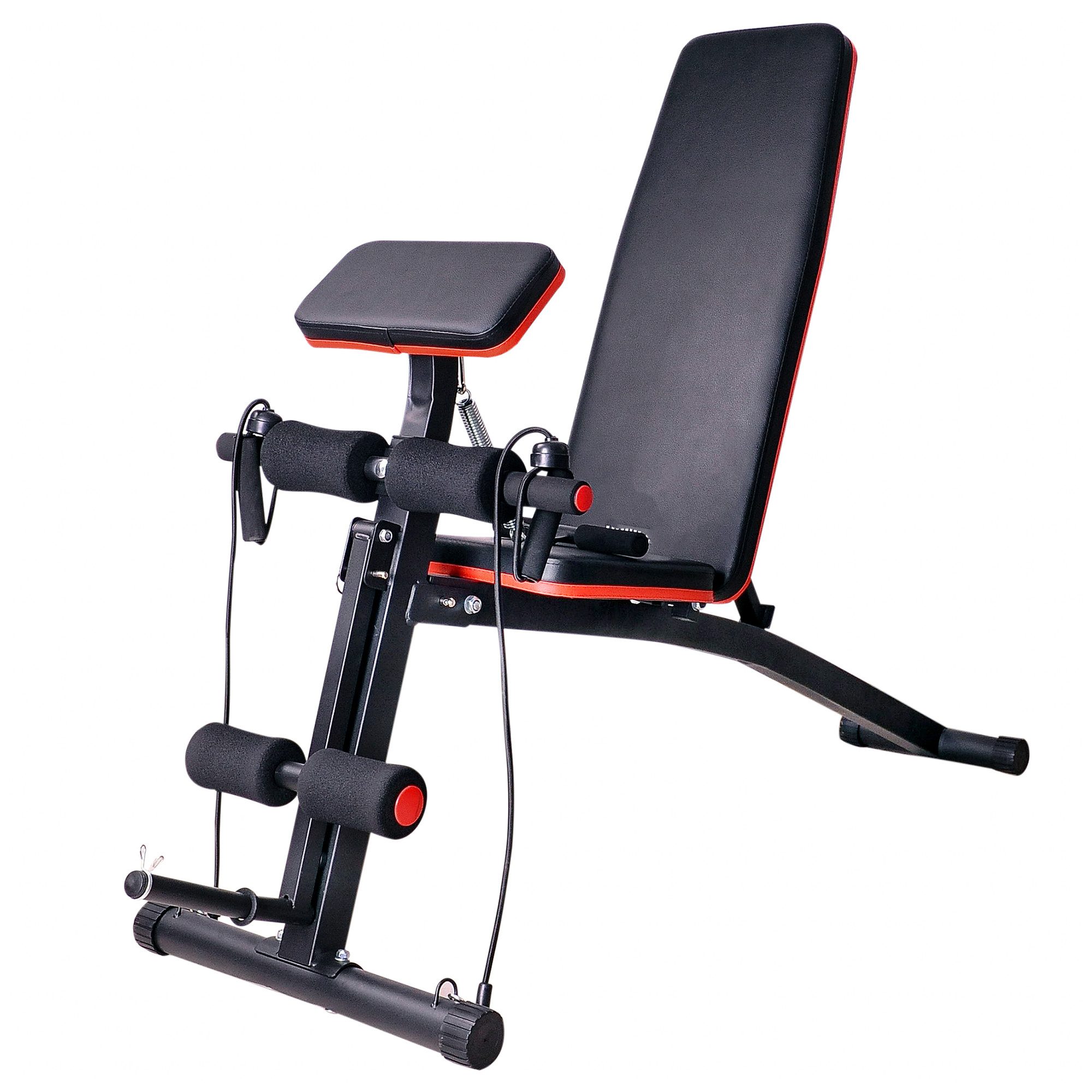 MC Star Hantelbank Multifunktion Kraftstation mit Feder Booster Trainingsbank, (Gewicht bis 120kg Schwarz 54 x 160 x 106 cm)