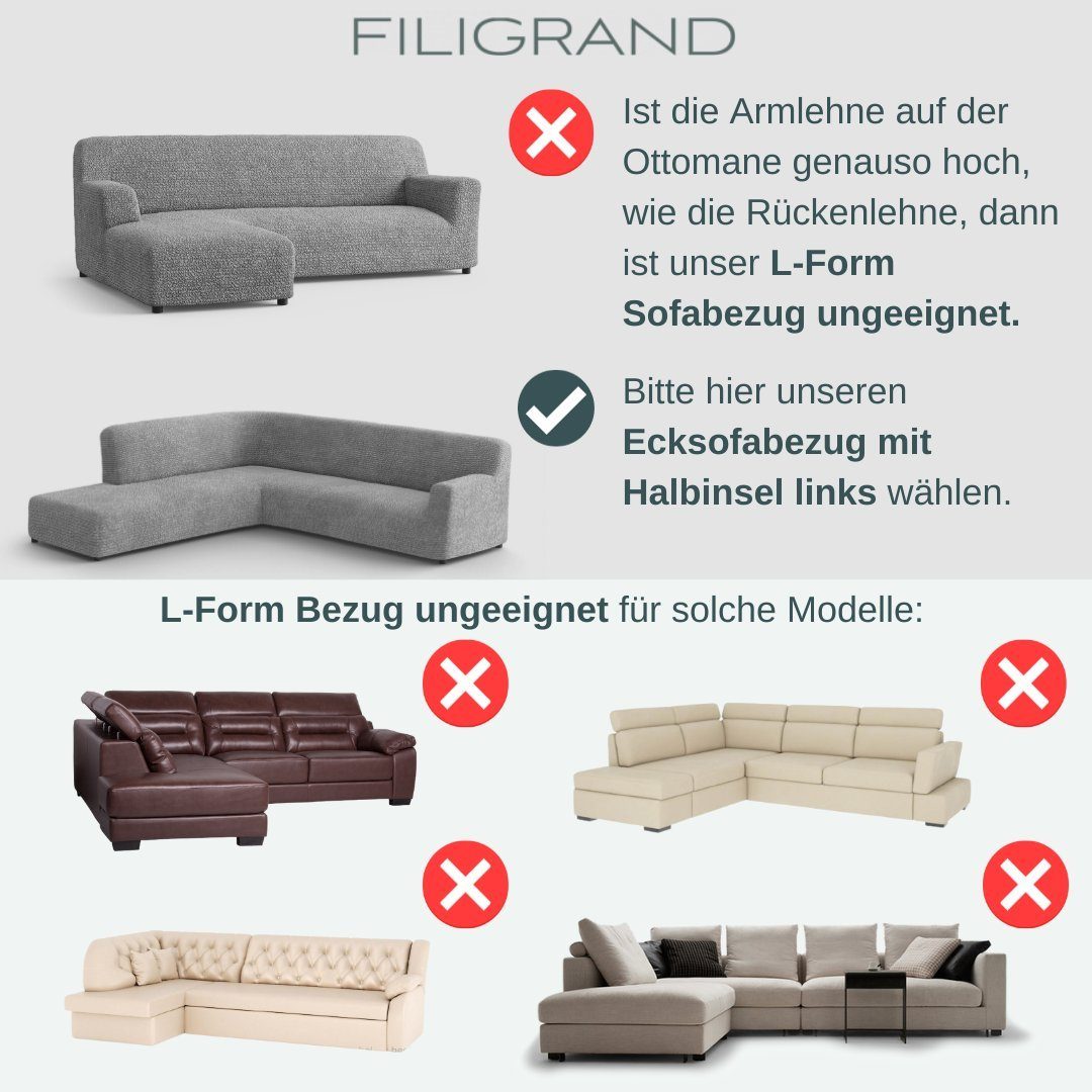 Mikrofaserstoff mane, für italienische Handarbeit, mit L-Form Sofabezug 1-teiliger grau blickdichter, Sofahusse by langlebiger 2-farbiger GA.I.CO, Paulato